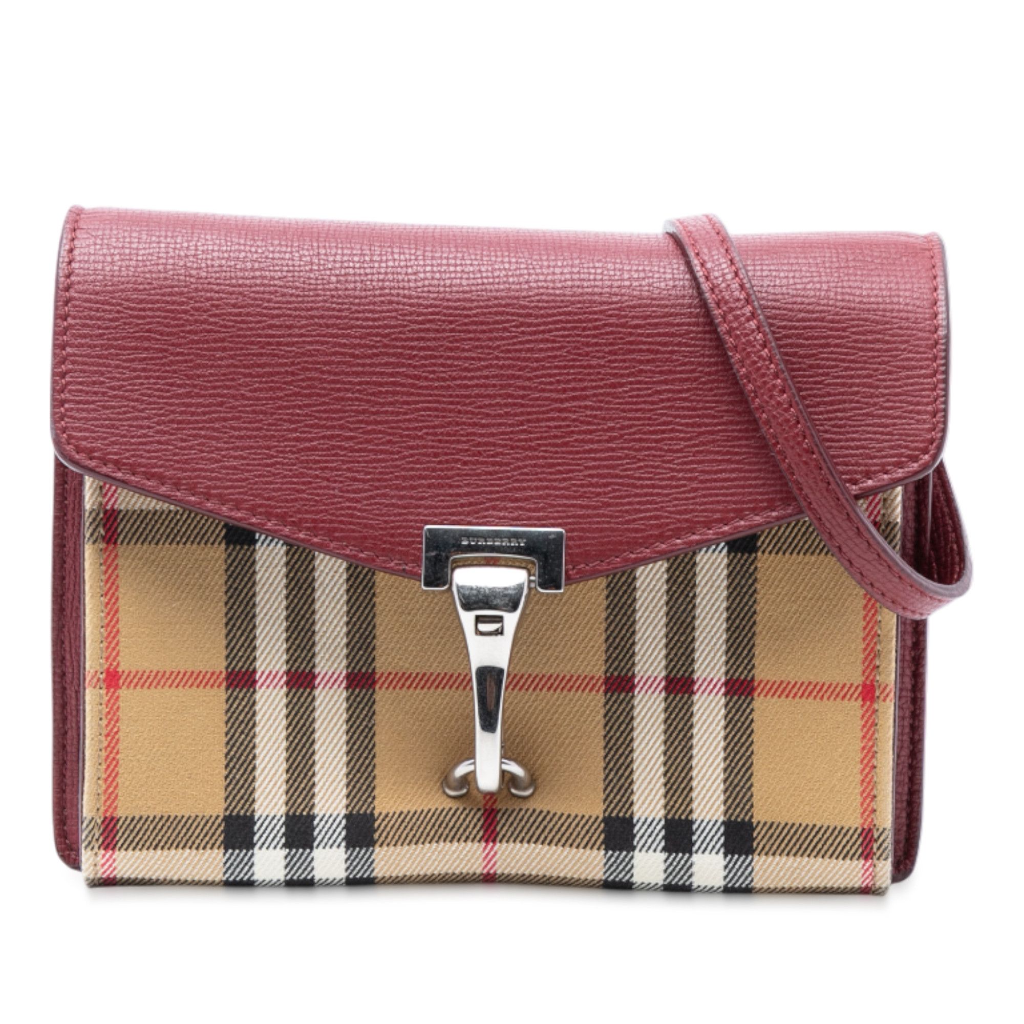 Burberry Burberry Small Leather and House Check Canvas Derby Macken Crossbody Size ONE SIZE - 1 Thumbnail