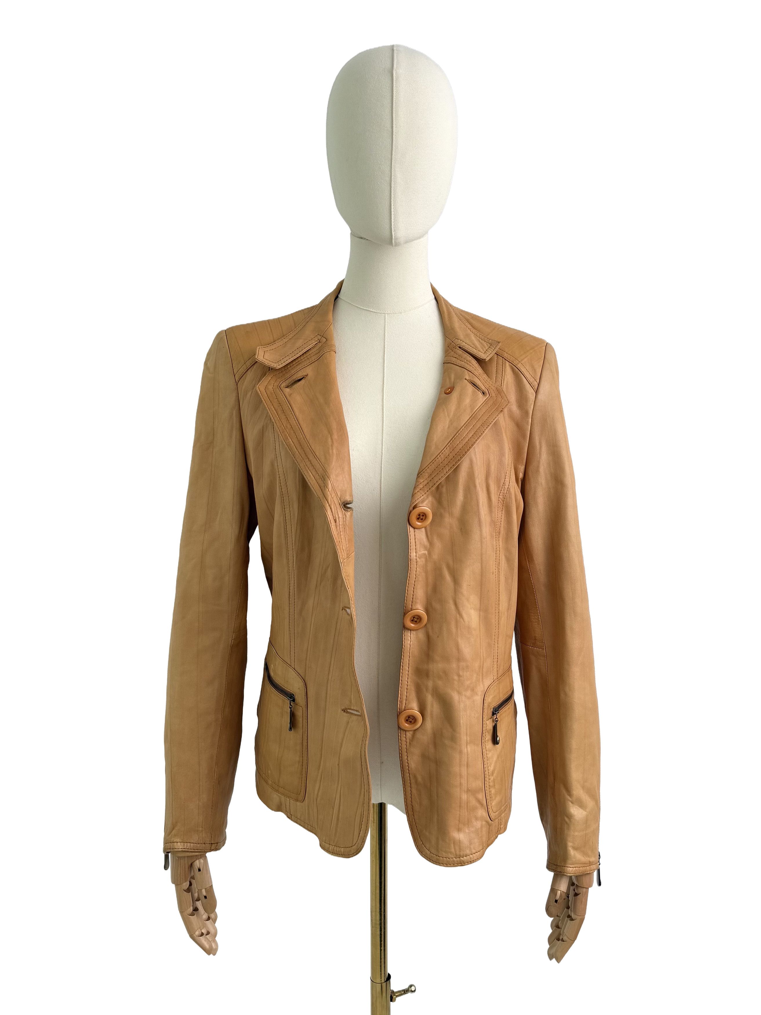 Vintage Vintage Leather Jacket Button Front Tailored Classic Size L / US 10 / IT 46 - 3 Thumbnail