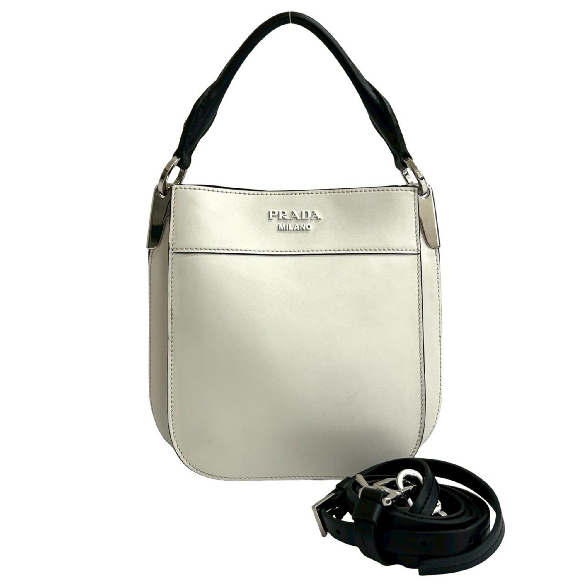 Prada PRADA Maggit Logo Leather 2-Way Handbag, Mini Tote Bag, Shoulder White 16510 Size ONE SIZE - 1 Thumbnail