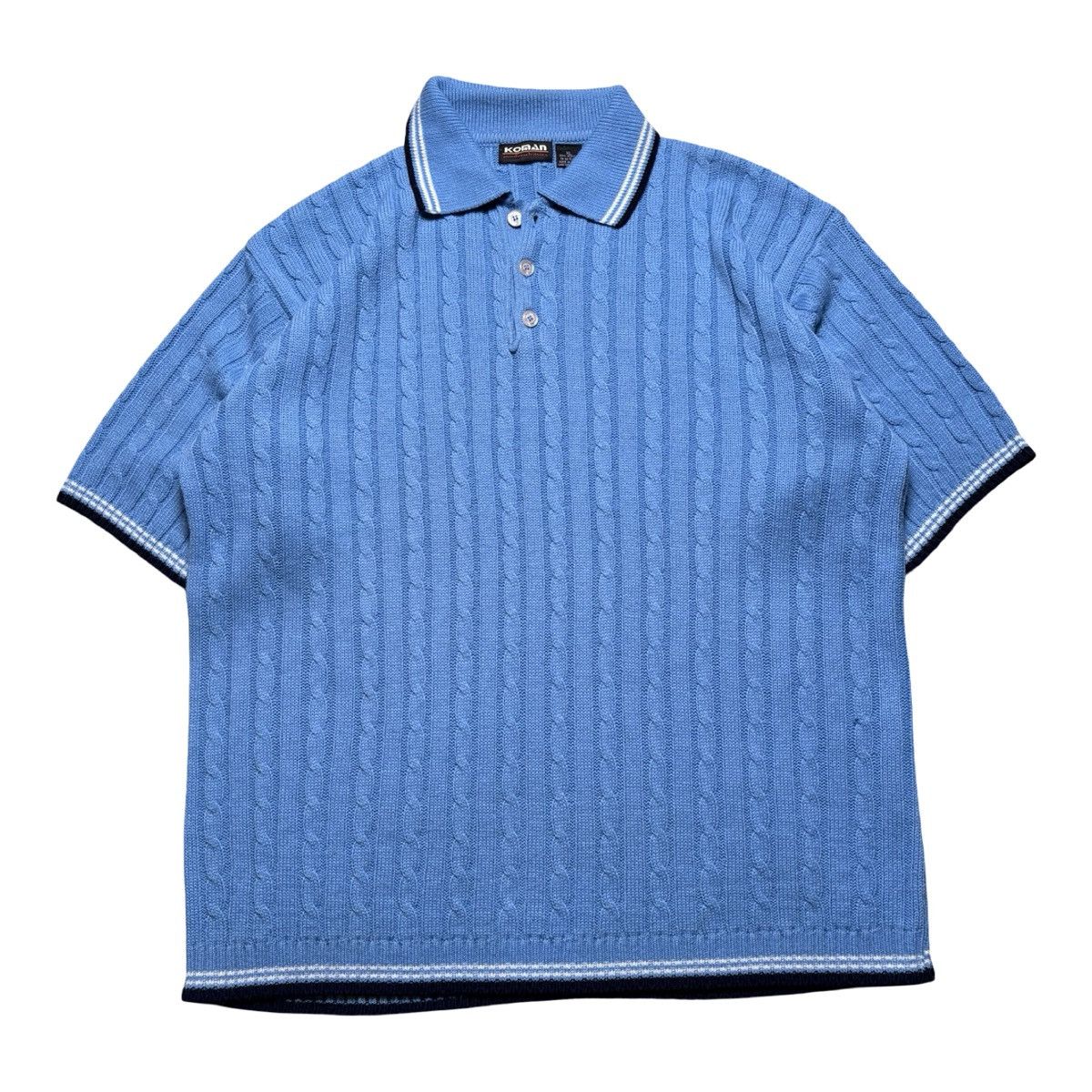 Other Vintage Y2K Koman Cable Knit Polo Shirt Short Sleeve XL Size US XL / EU 56 / 4 - 1 Thumbnail