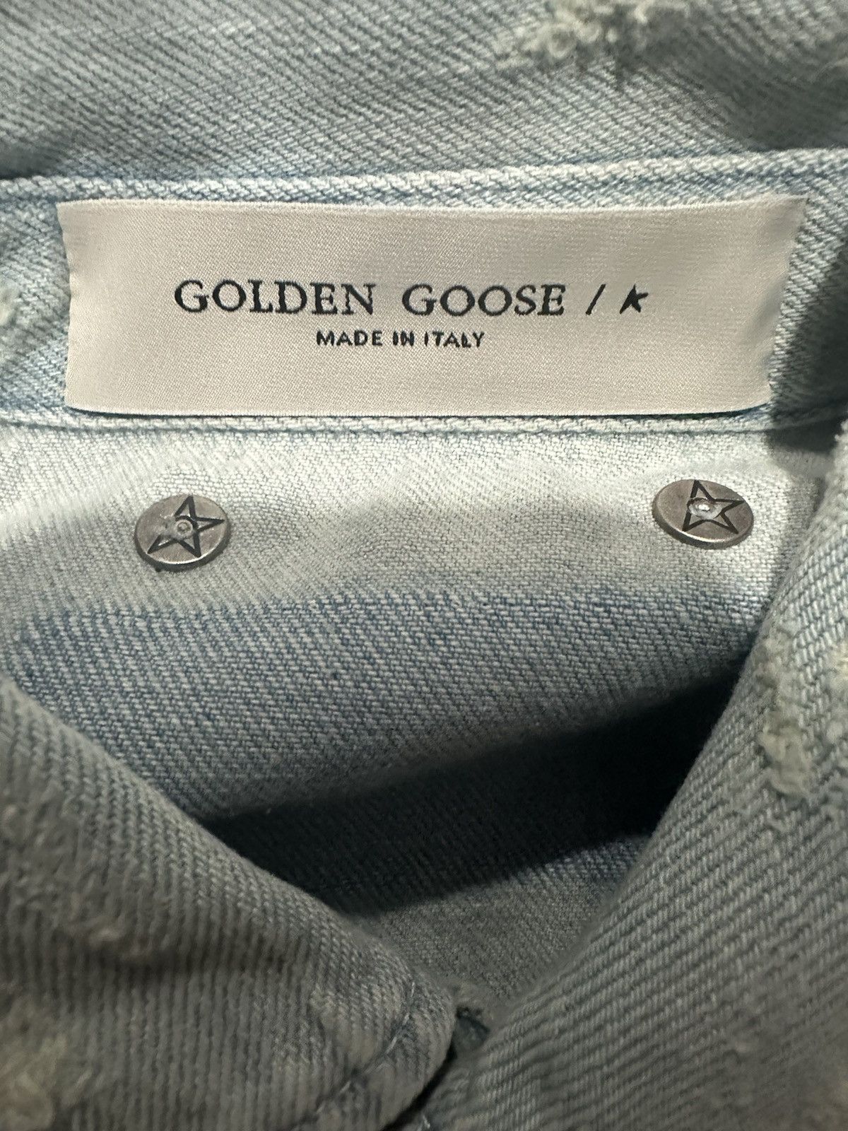 Golden Goose GOLDEN GOOSE BLEACHED DENIM SHIRT WITH HAMMERED STUDS Size US XL / EU 56 / 4 - 4 Thumbnail