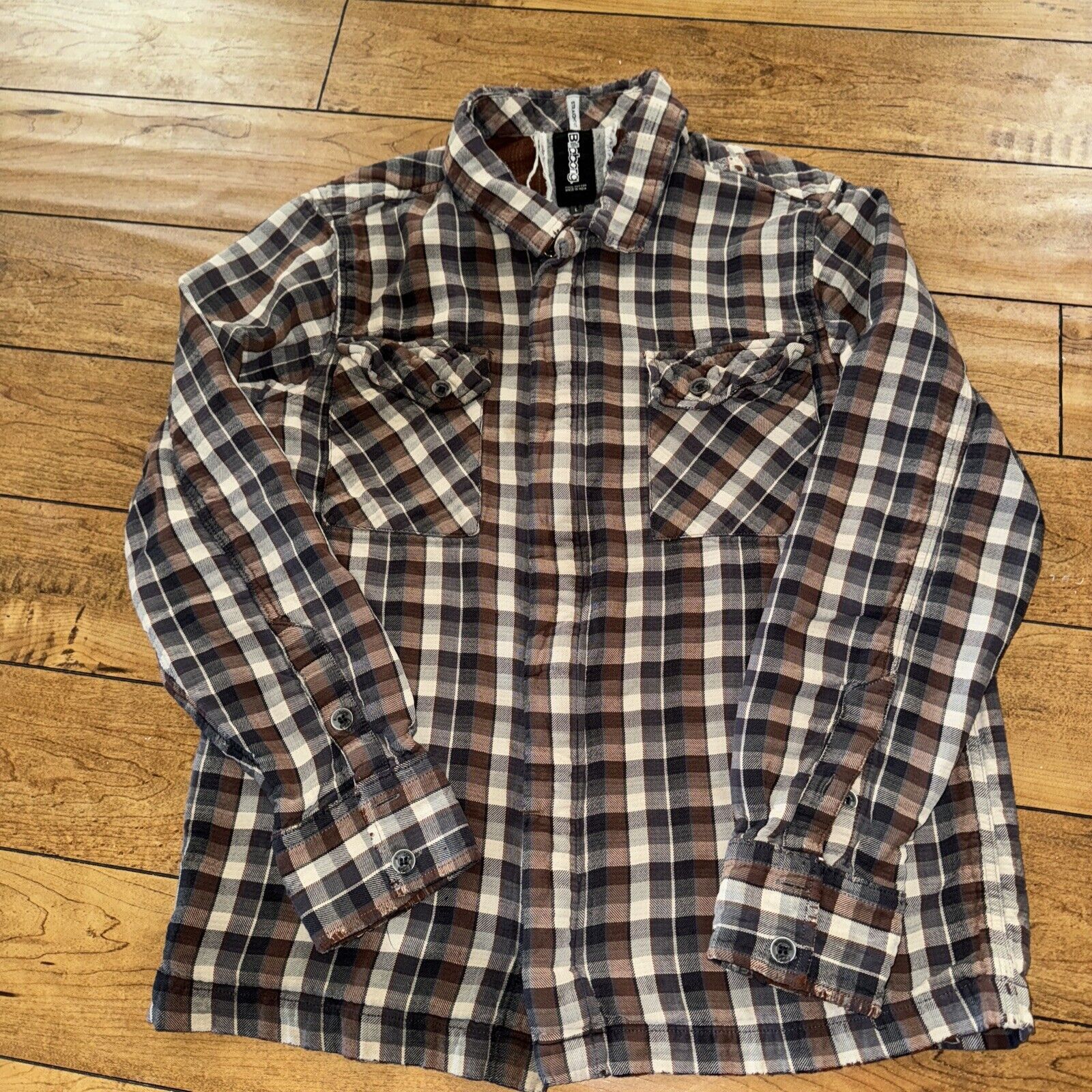 Billabong × Vintage Y2K Billabong Full Zip Flannel Shirt Brown Large 20x26.5 Size US L / EU 52-54 / 3 - 1 Thumbnail