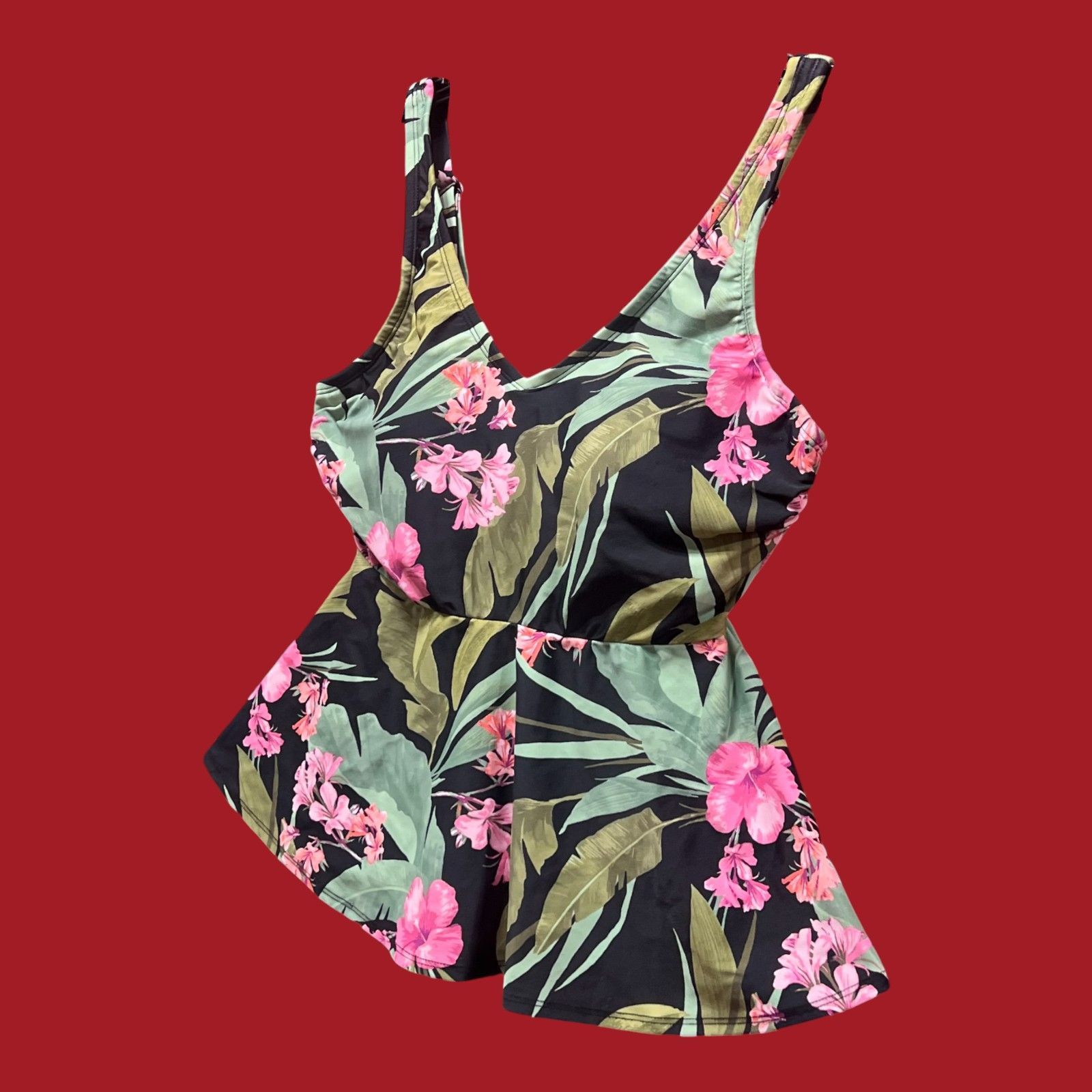Other Kona Sol - Women's V-Neck Underwire Tankini Top - Green/Blac Size ONE SIZE - 18 Thumbnail