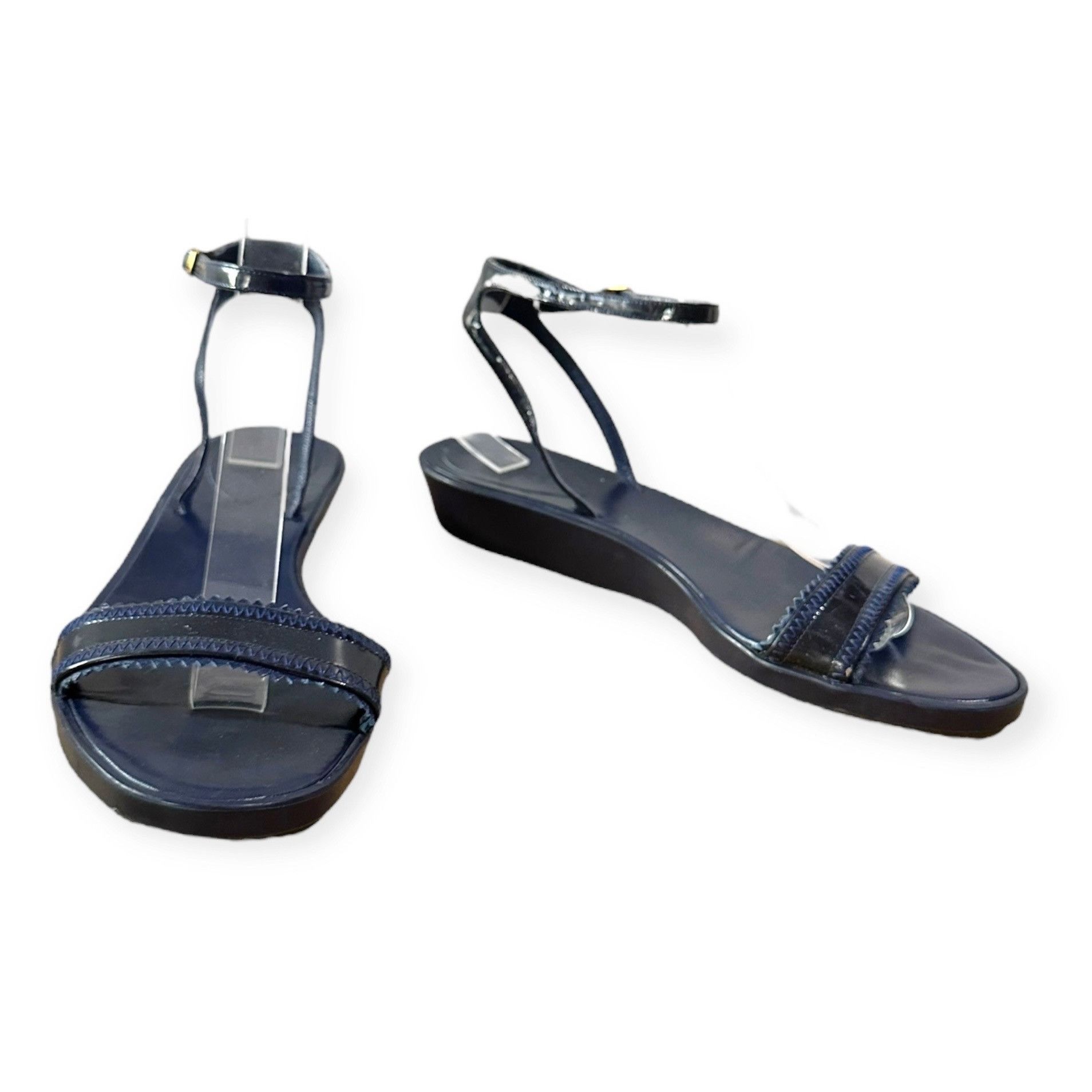 Chloe Chloe Rubber Wedge Ankle Strap Patent Sandals. Navy blue, Si Size US 8.5 / IT 38.5 - 3 Thumbnail