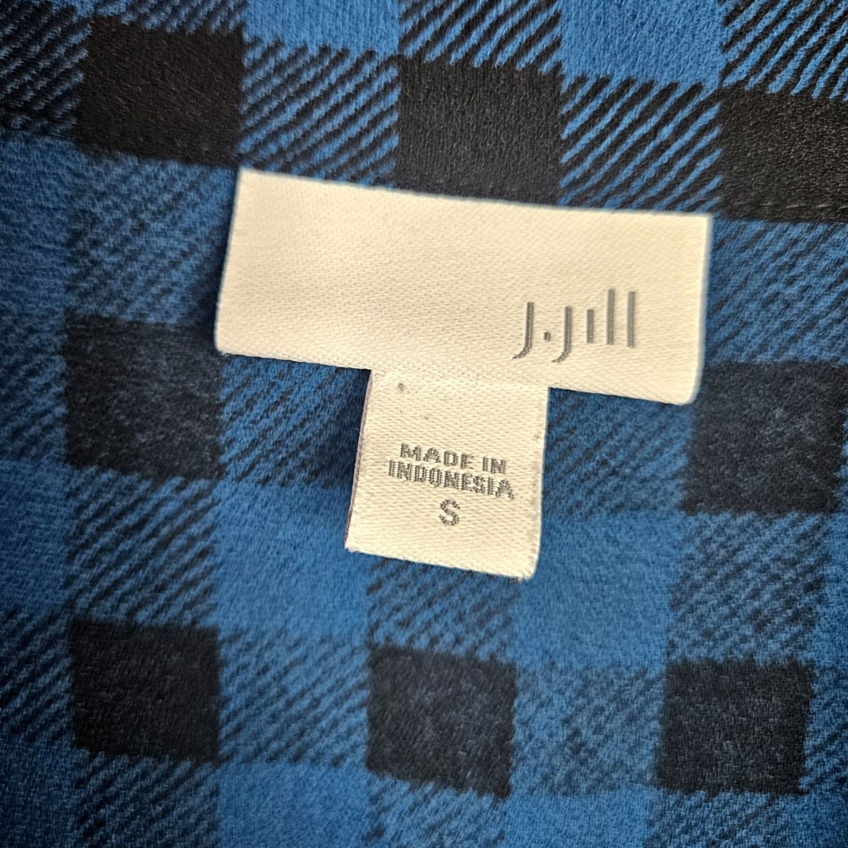 J. Jill J Jill Women Small Blue Plaid Button Front Tunic Shirt Long Sleeve Regular Fit Vintage No Size S / US 4 / IT 40 - 5 Thumbnail