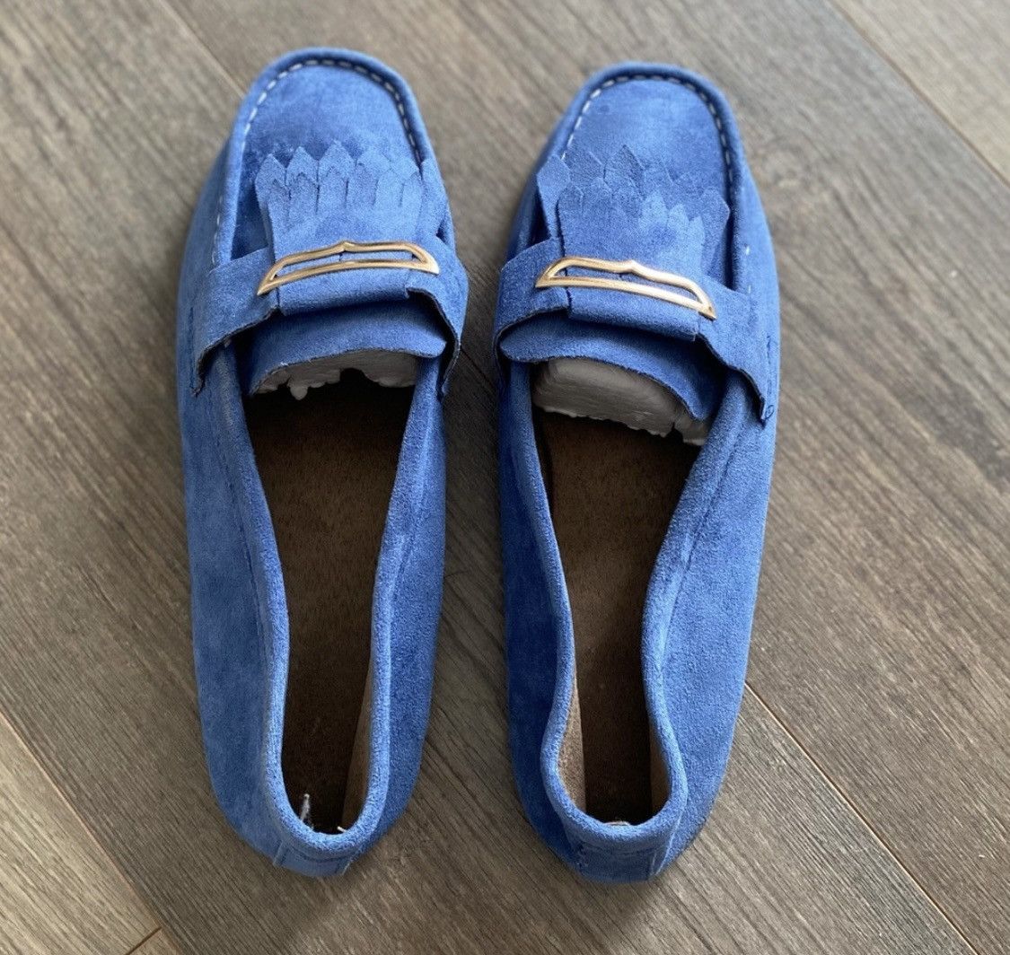 Other BLUE SUEDE LOAFERS FLATS SLIPON SHOES Size US 11 / IT 41 - 6 Thumbnail