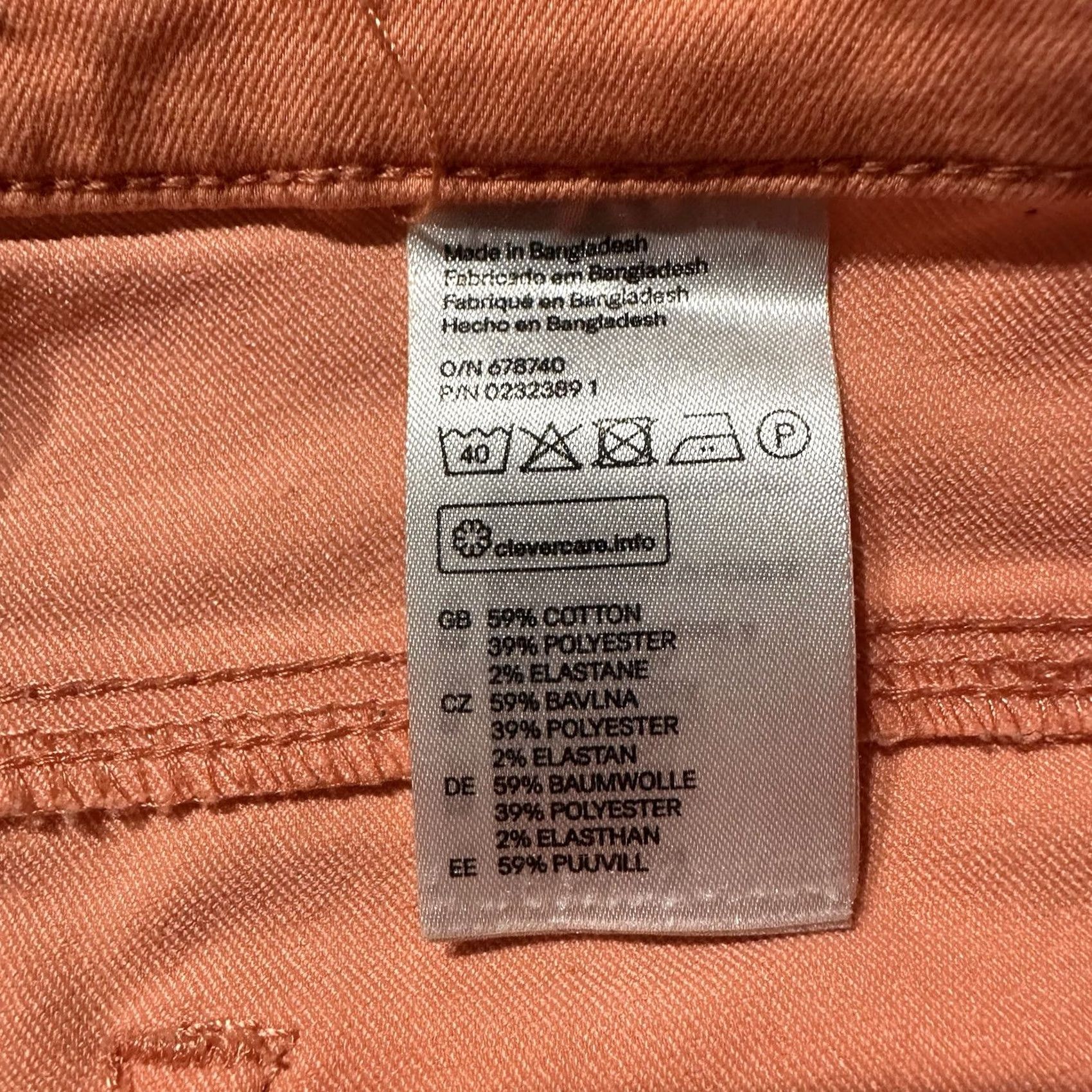 H&M H&M Pants Womens 6 Jegging Skinny Mid Rise Stretch Peach Orange 26x29 Front Button Zip Casual Size 26" / US 2 / IT 38 - 6 Thumbnail