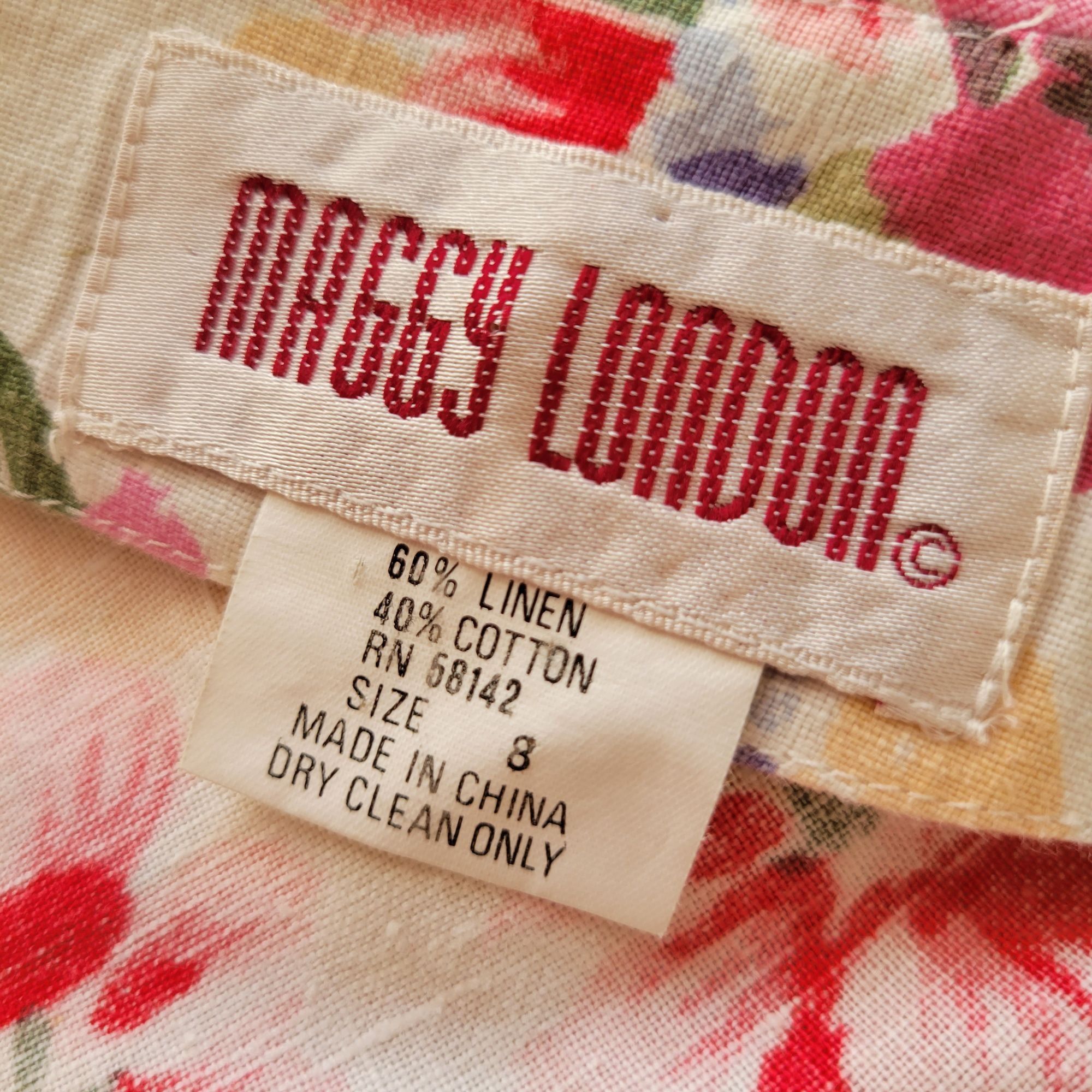 MAGGY LONDON Vintage Floral Maggy London Wiggle Dress 8 Linen Blend Cospl Size M / US 6-8 / IT 42-44 - 2 Thumbnail
