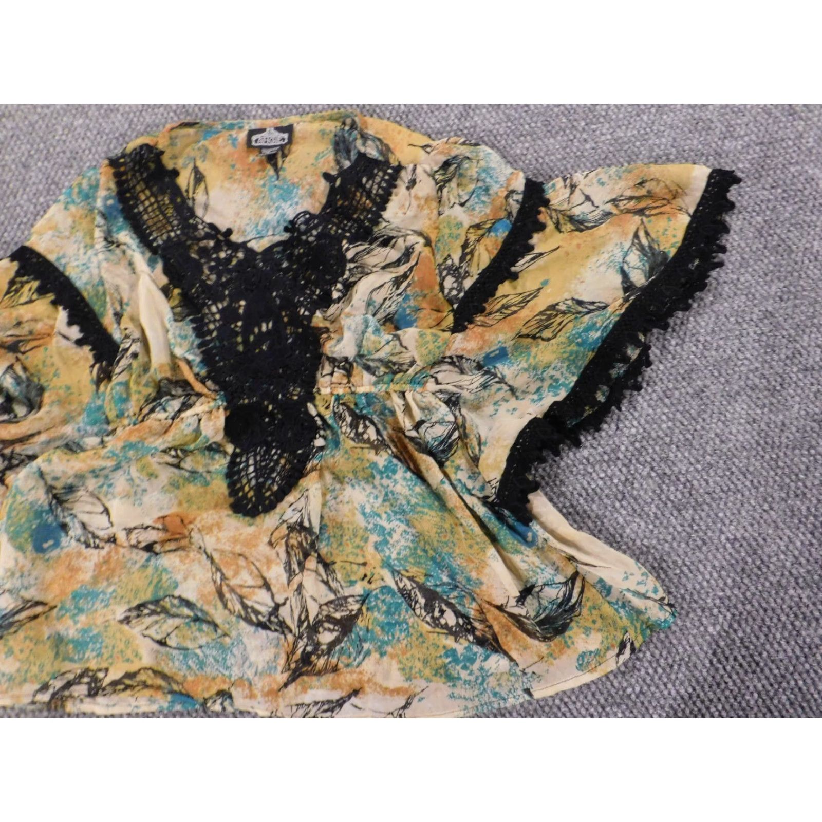 Vintage Angie Womens Blouse S floral green pullover round neck casual Size S / US 4 / IT 40 - 3 Thumbnail