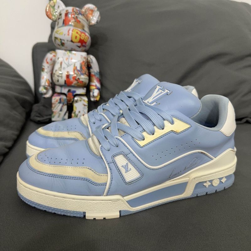 Louis Vuitton Louis Vuitton Blue Leather Lace-Up Fashion Sneakers 0079 Size US 8 / EU 41 - 1 Thumbnail