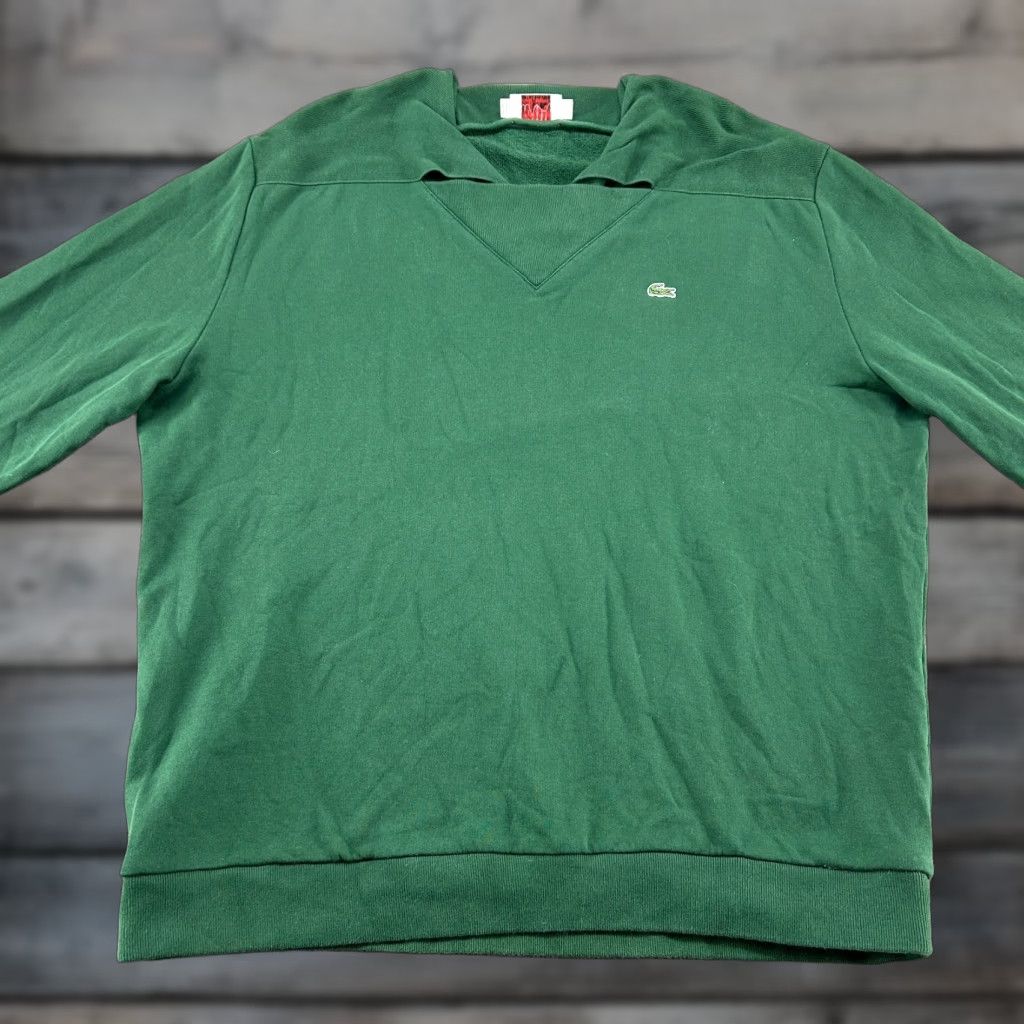Lacoste VINTAGE Lacoste Sweatshirt Mens 2XL Green Pullover V-Neck Cotton Logo 90s Athletic Regular Men Shirt? Size US XXL / EU 58 / 5 - 1 Thumbnail