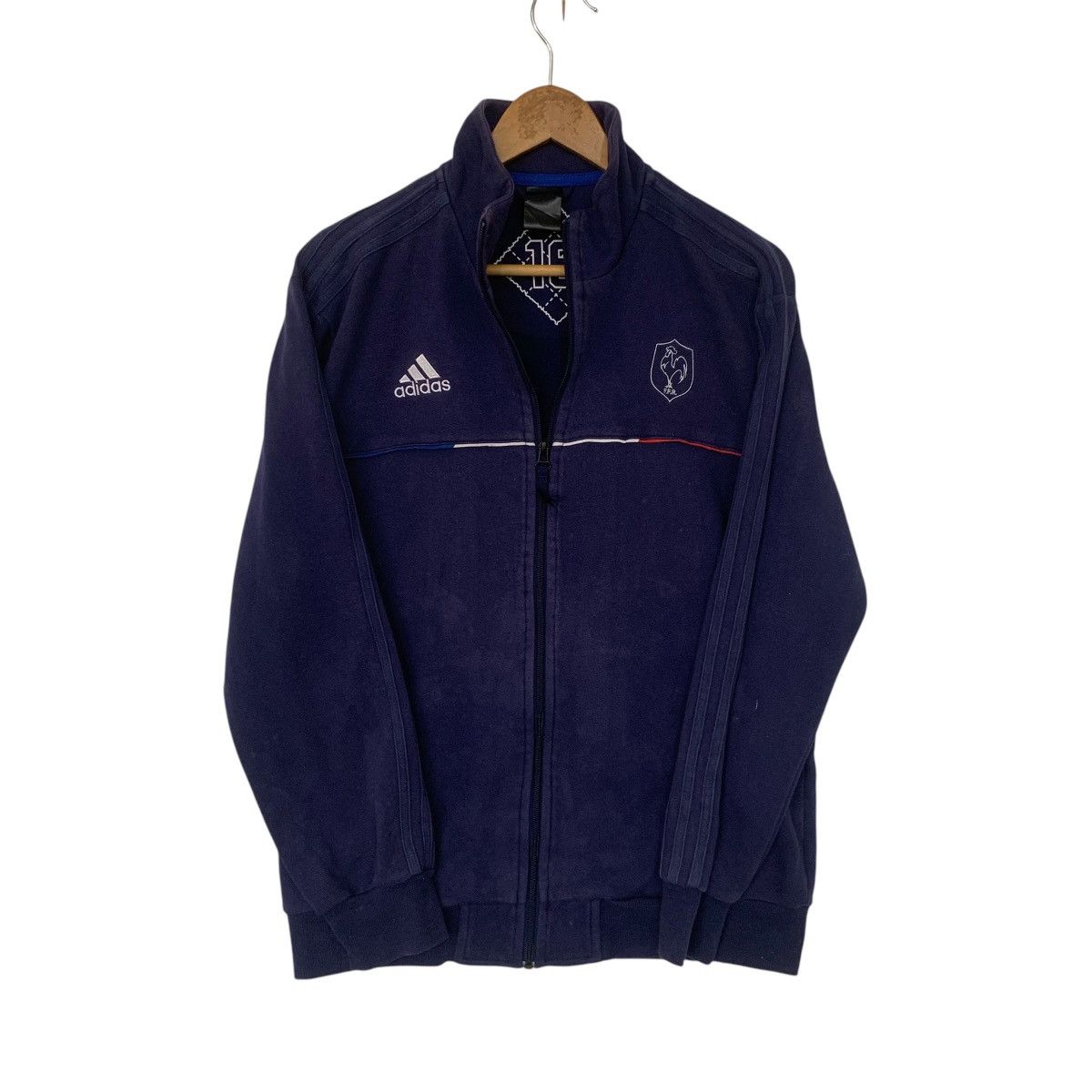 Adidas × Vintage Adidas Vintage Sweater Jacket France Country Three Stripe Size US M / EU 48-50 / 2 - 1 Thumbnail