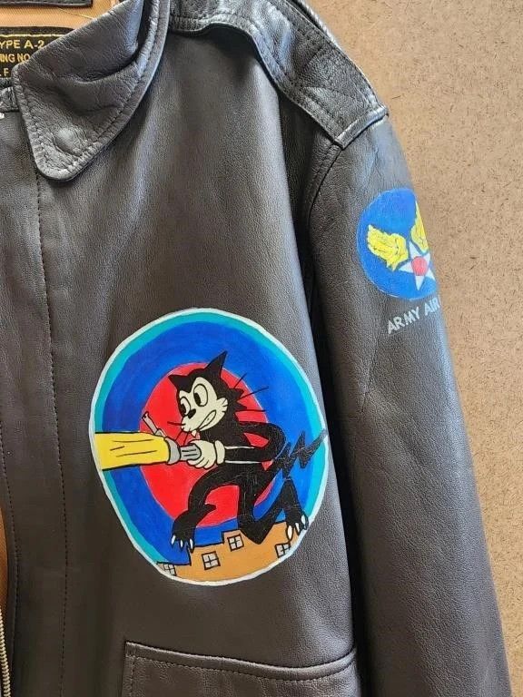 Other Vintage A2 Bomber Hand Painted B-24 Nose Art Buck Starr Size US L / EU 52-54 / 3 - 4 Thumbnail