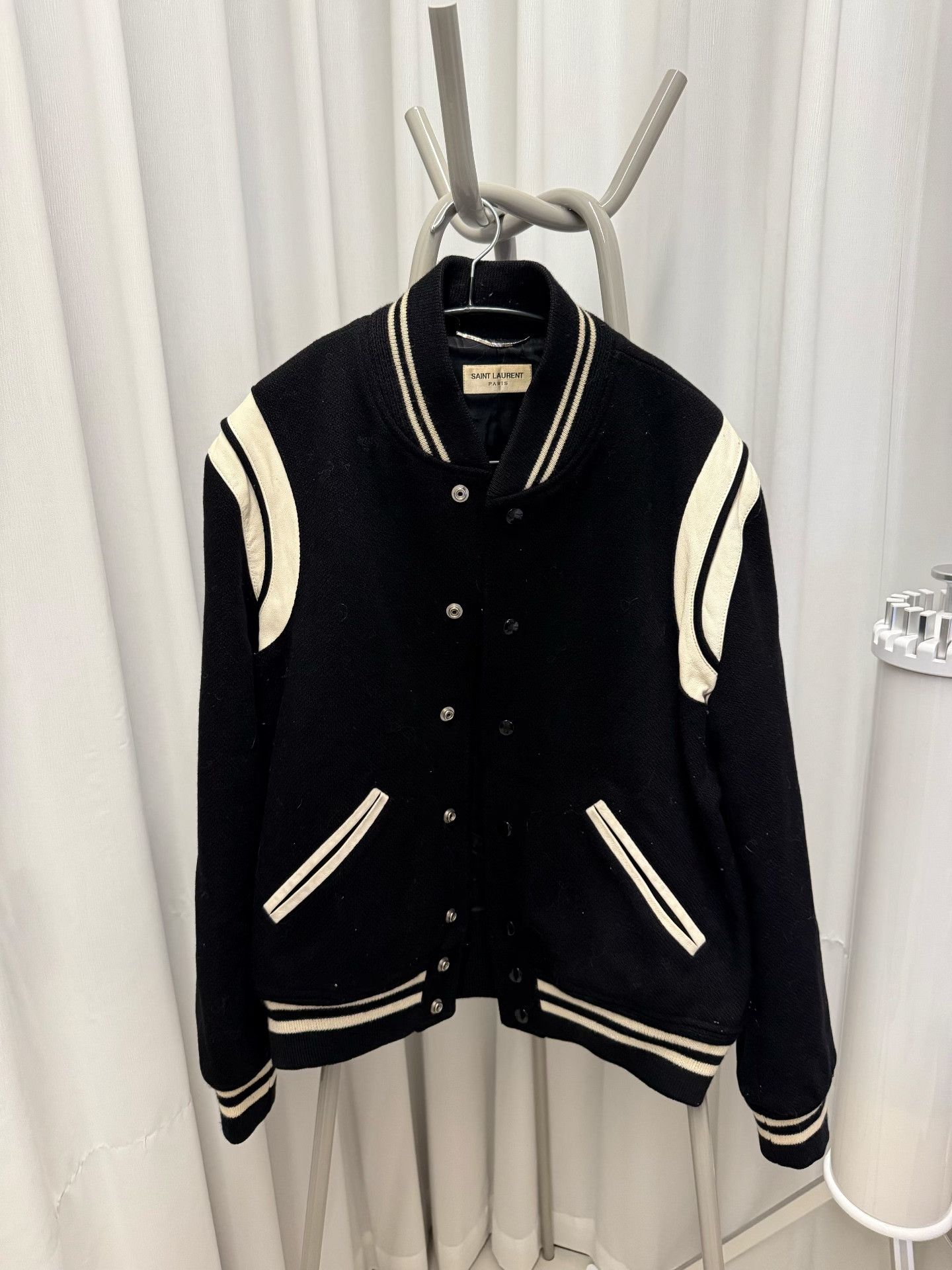 Saint Laurent Paris Saint Laurent Black White Varsity Jacket Size US M / EU 48-50 / 2 - 1 Thumbnail