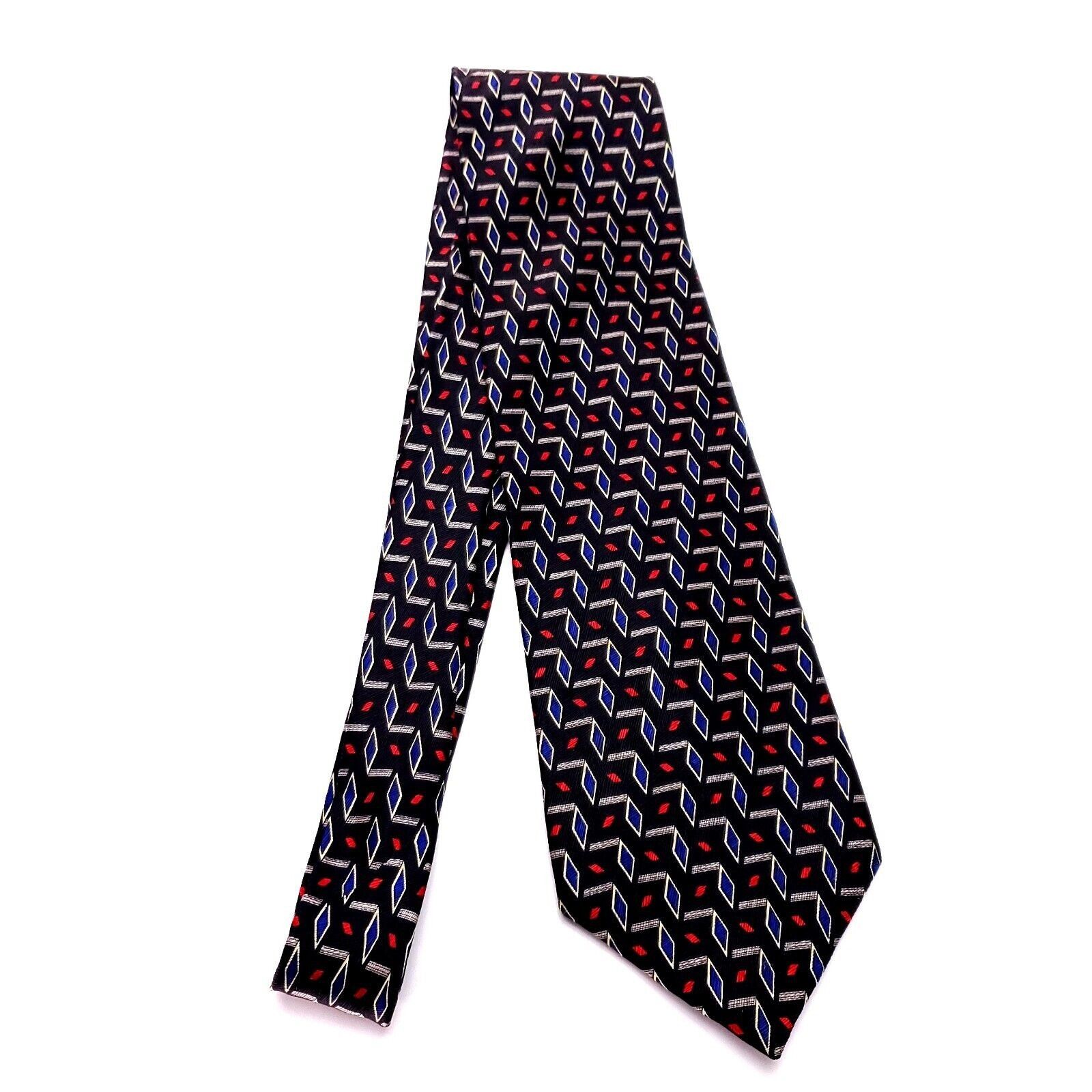 Vintage Ferrell Reed Nordstrom Silk Tie Black Red Blue Geometric USA Size ONE SIZE - 6 Thumbnail