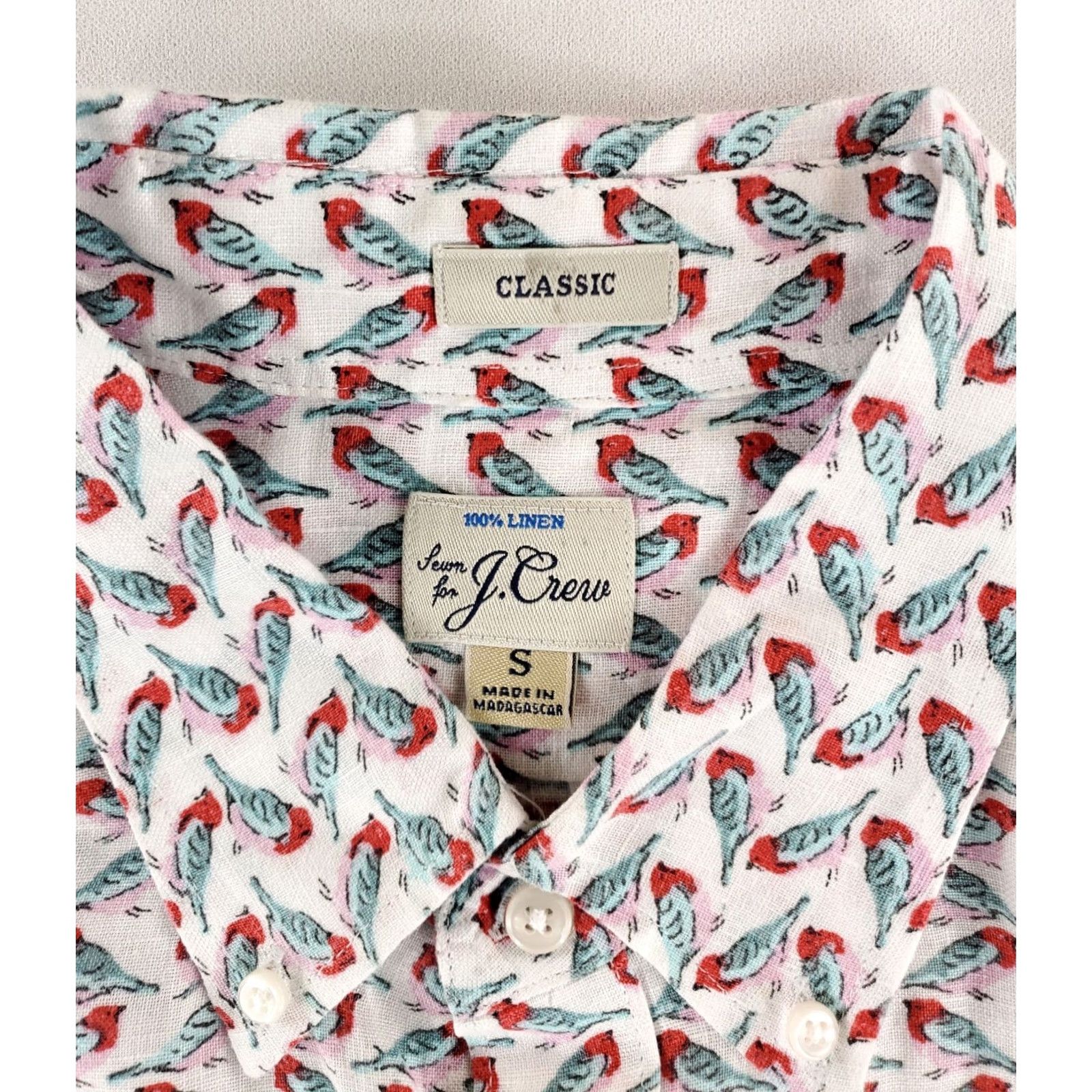J.Crew J. Crew Shirt Short Sleeve 100% Irish Linen Button Down AOP Birds Mens S Multicolor Size US S / EU 44-46 / 1 - 2 Thumbnail