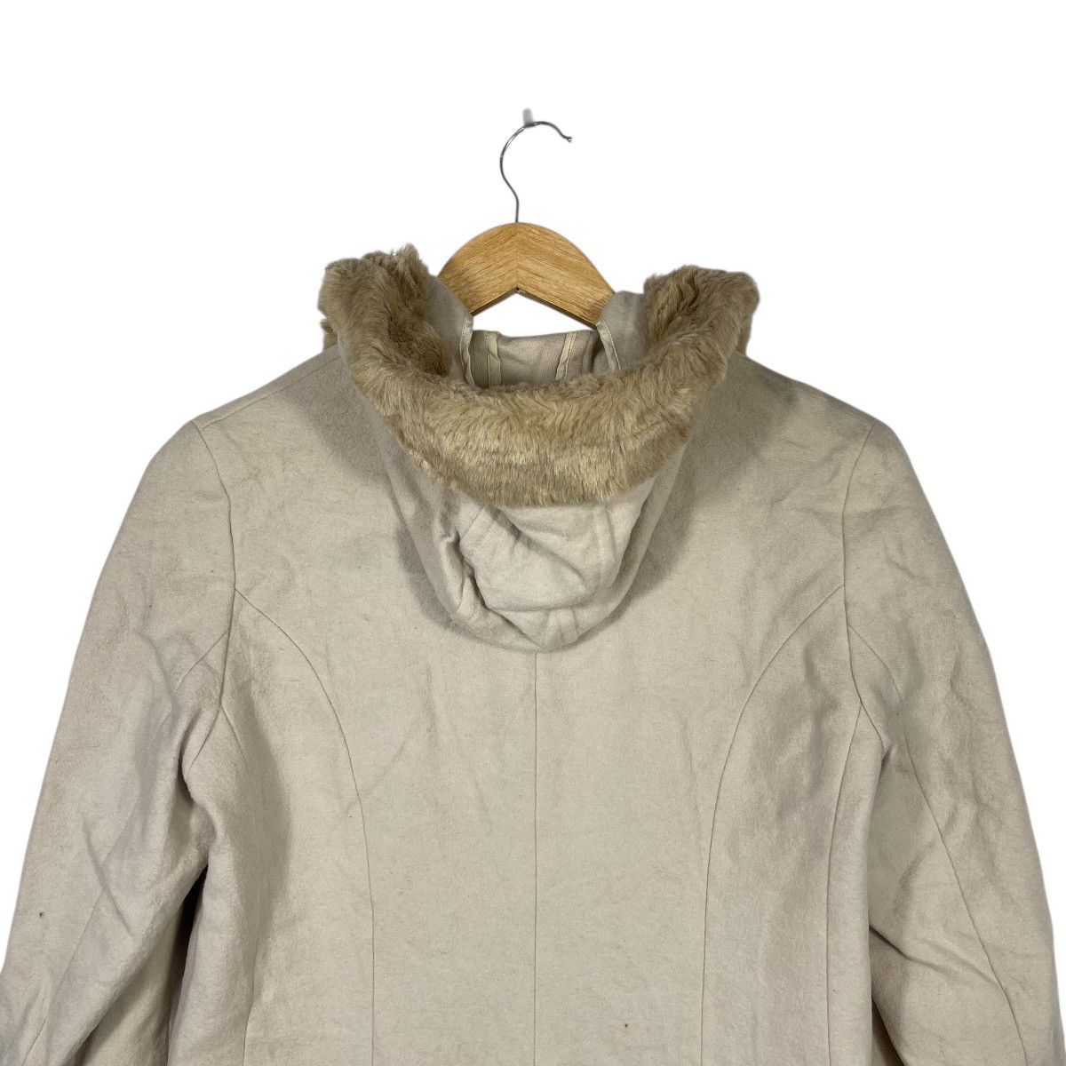 Yohji Yamamoto INED Yohji Yamamoto Faux Fur Hooded Coat Beige Wool Blend Size M / US 6-8 / IT 42-44 - 6 Thumbnail