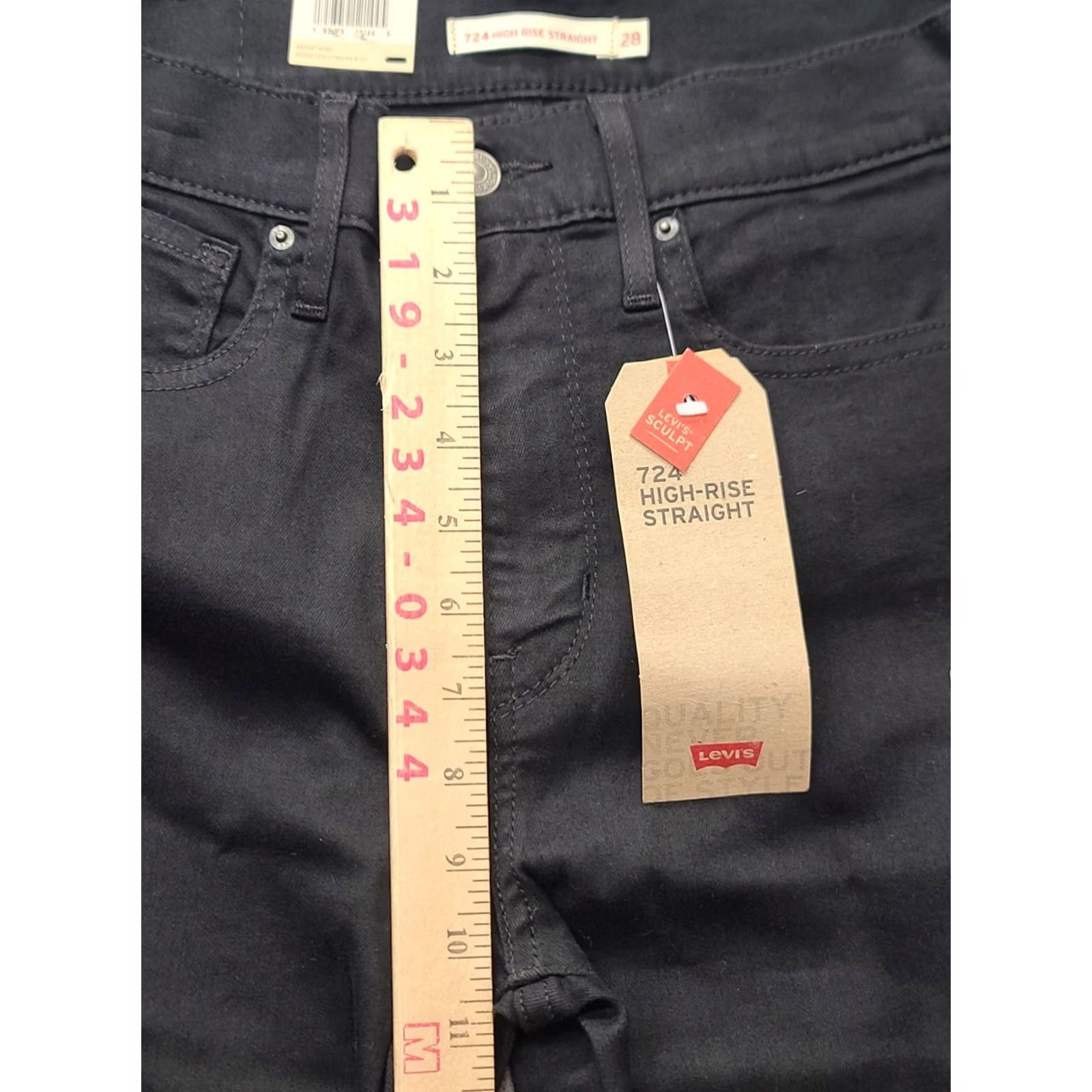 Levi's Levi's 724 Jeans Womens 6 Short 28x30 Slim Straight High Rise Black Jeans Slim 90s City Womens Size 28" / US 6 / IT 42 - 6 Thumbnail