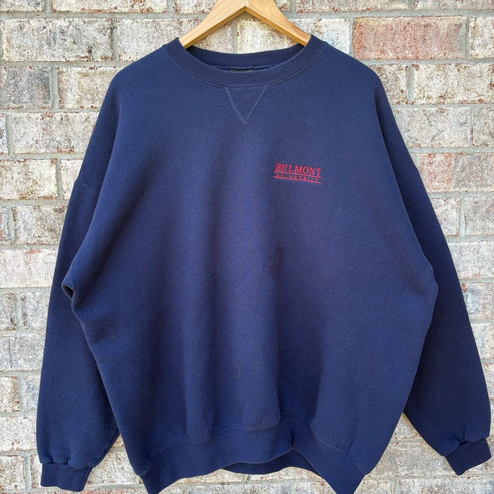 Soffe Vintage 90s Belmont University Navy sweatshirt Size US XL / EU 56 / 4 - 7 Thumbnail