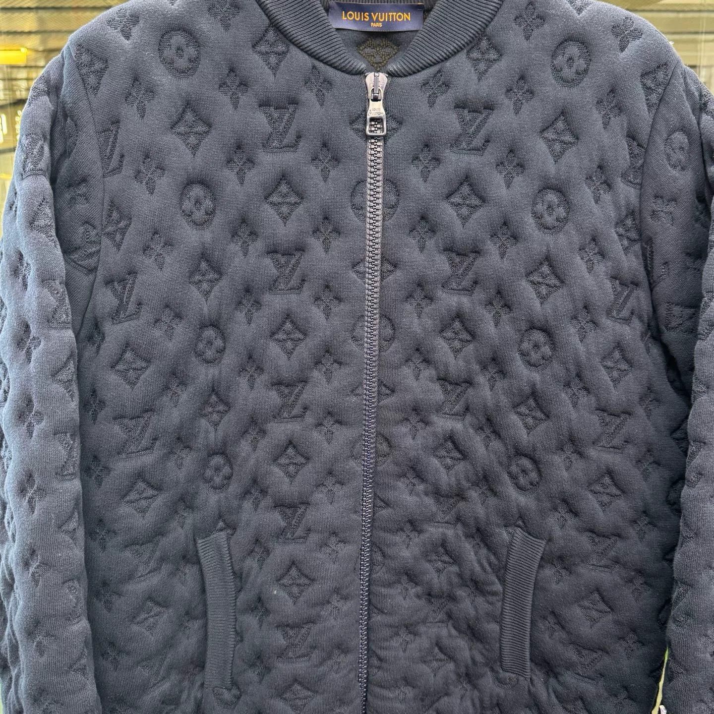 louis vuitton blue embossed zip jacket
