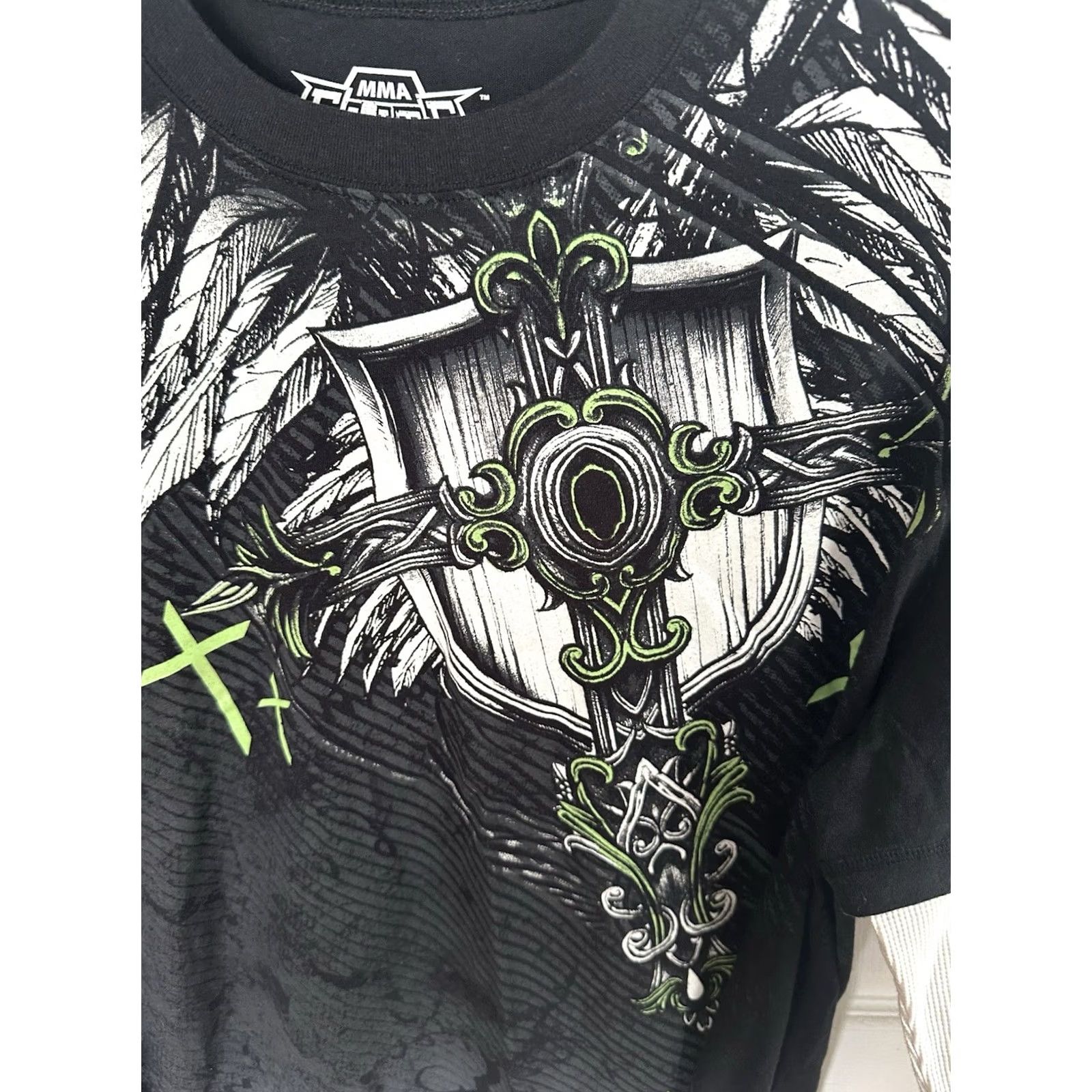 Vintage MMA Elite T-Shirt Men XL Black Thermal Gothic Celtic Cross Y2K Graphic Print Long Sleeve Crew Neck Size US XL / EU 56 / 4 - 3 Thumbnail
