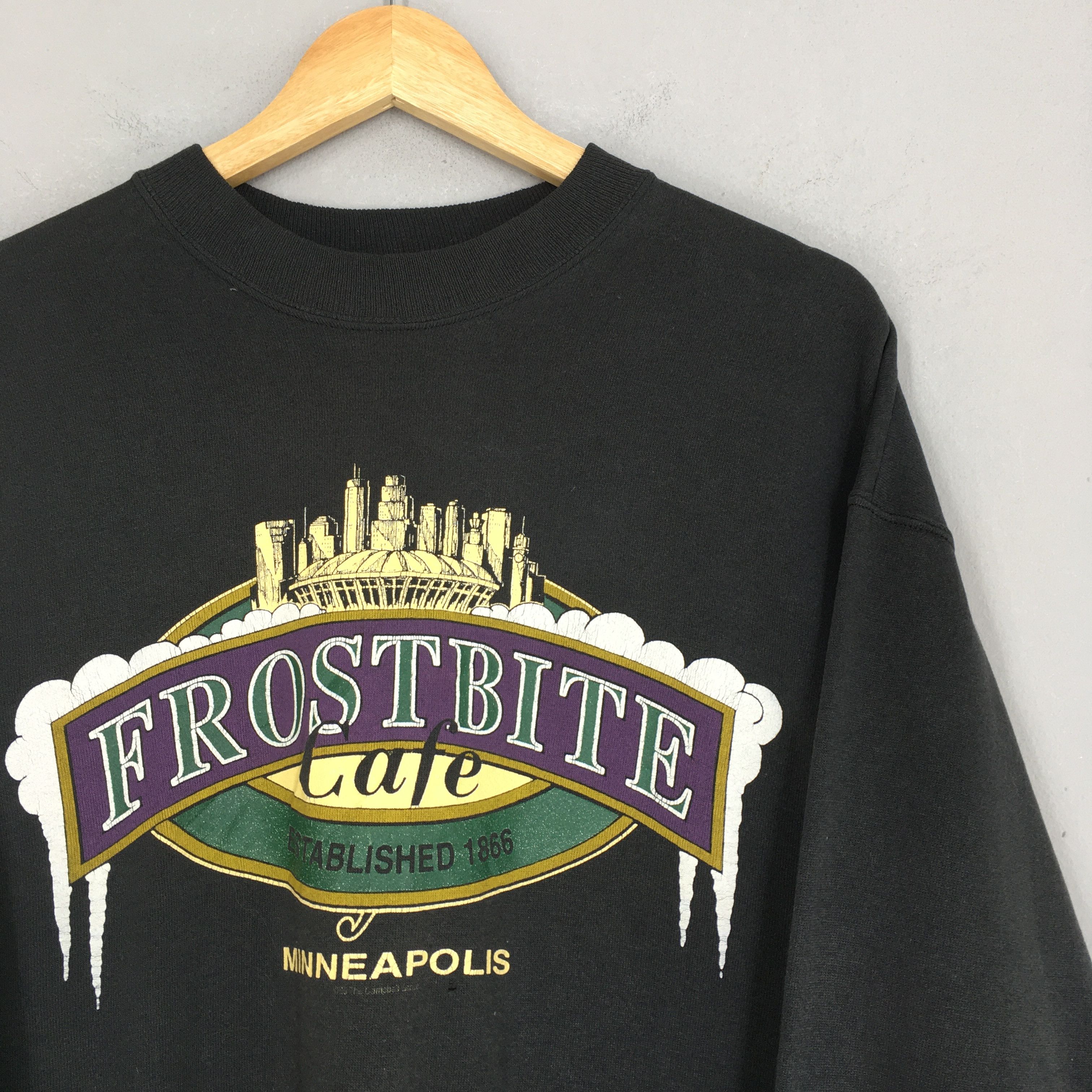 Hanes Vintage Frostbite Cafe Minneapolis Black Sweatshirt Xlarge Size US XL / EU 56 / 4 - 2 Thumbnail