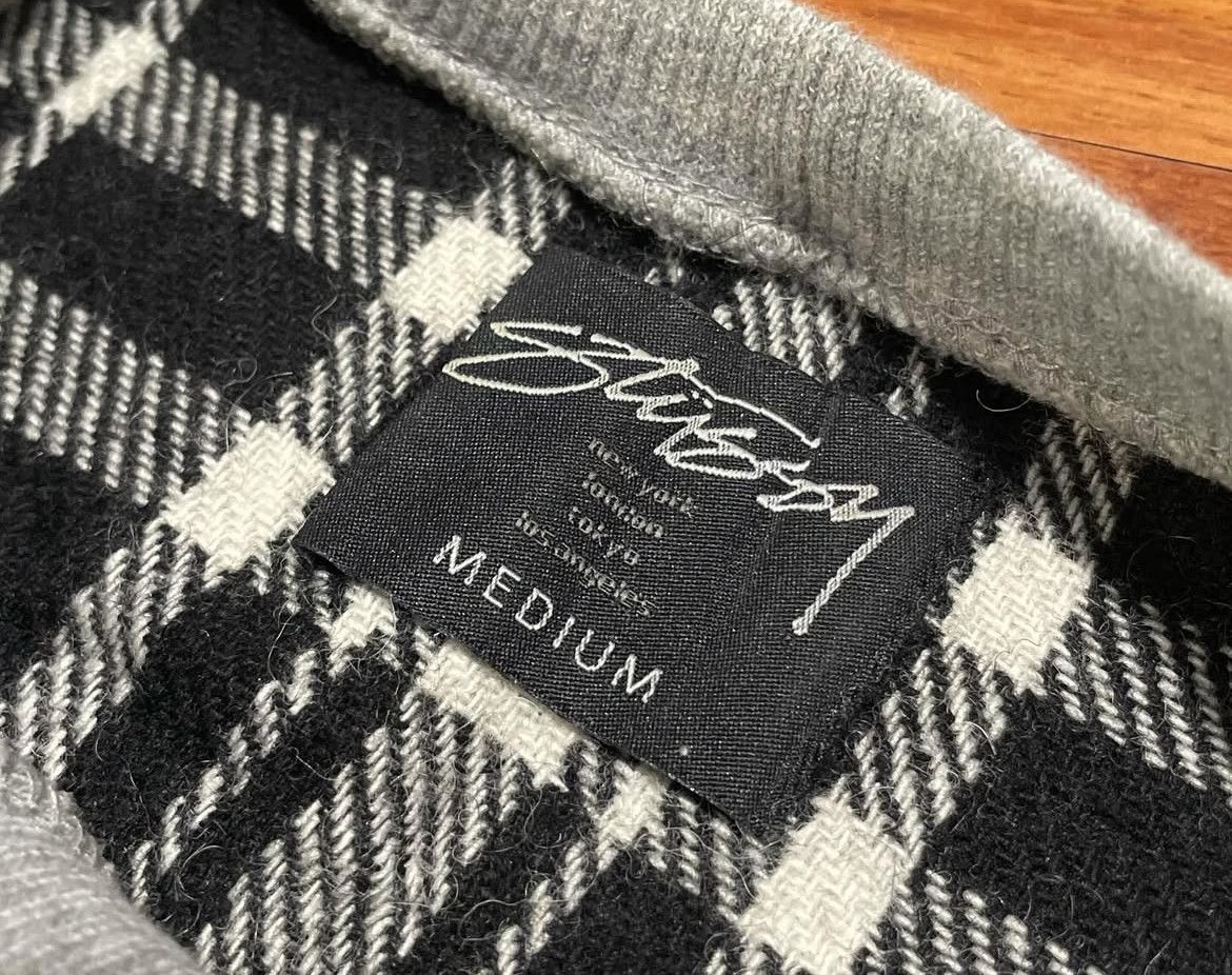 Stussy 2000s Stussy Logo Plaid Hybrid Sweatshirt Size US M / EU 48-50 / 2 - 2 Thumbnail