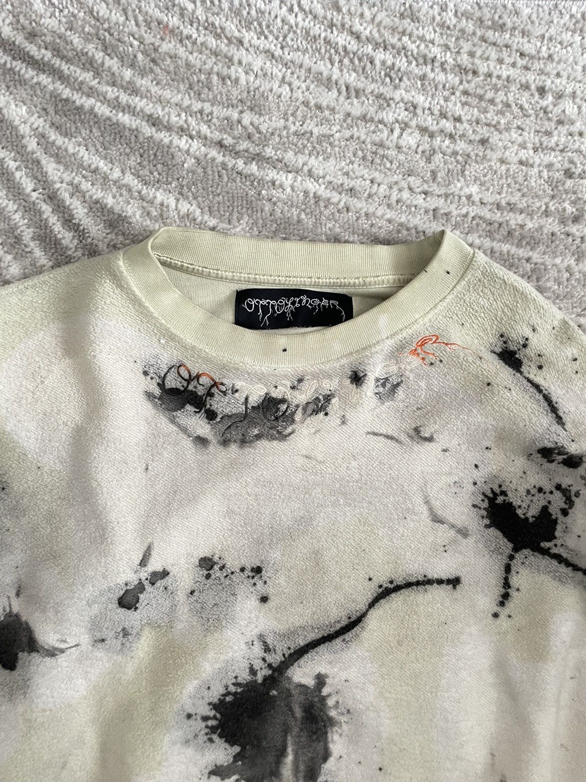 Ottolinger Ottolinger Aloe Green Damaged Worn Paint Splatter Sweatshirt Size US S / EU 44-46 / 1 - 3 Thumbnail