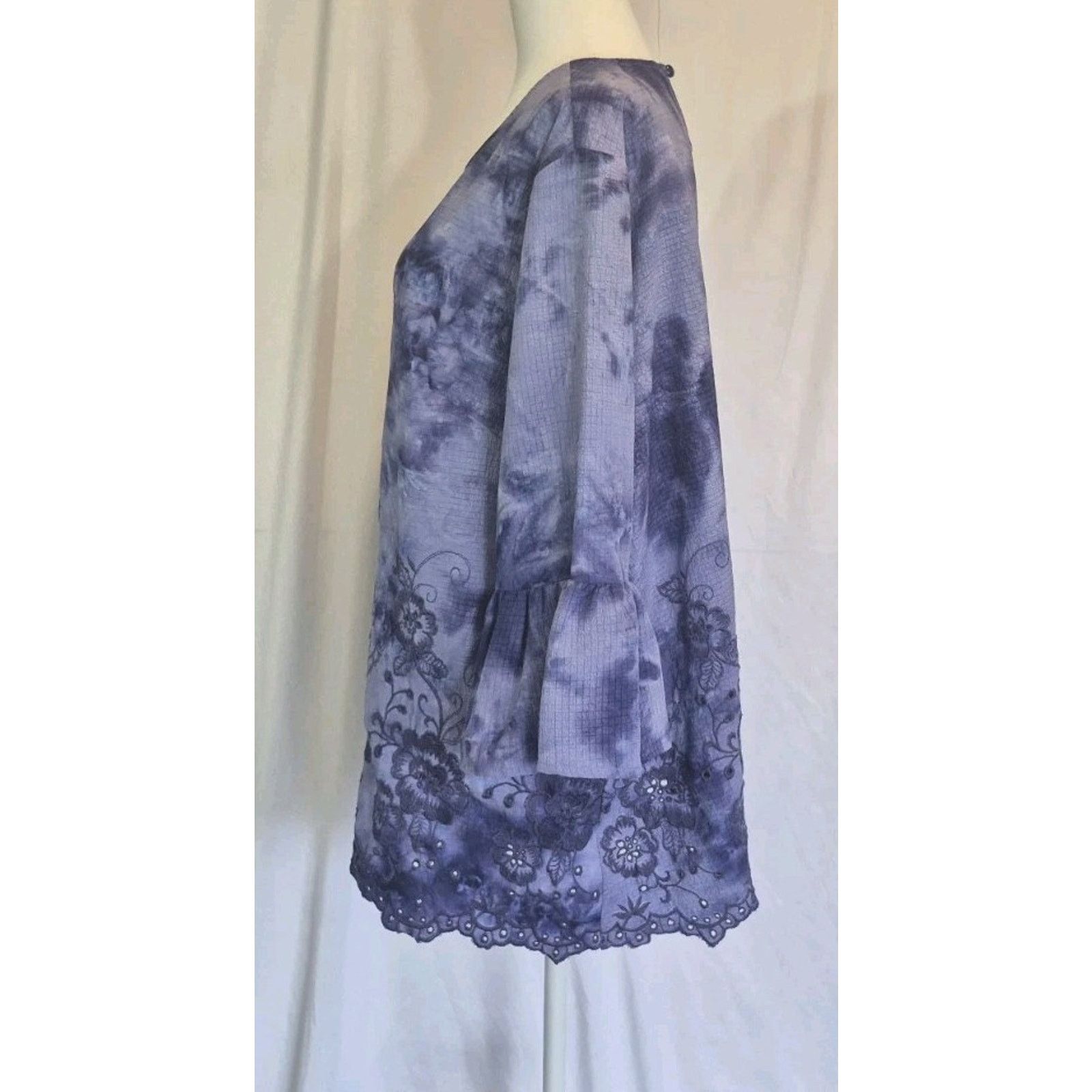 Other New Calessa Womens Embroidered Floral Blue Top Blouse L Size L / US 10 / IT 46 - 4 Thumbnail