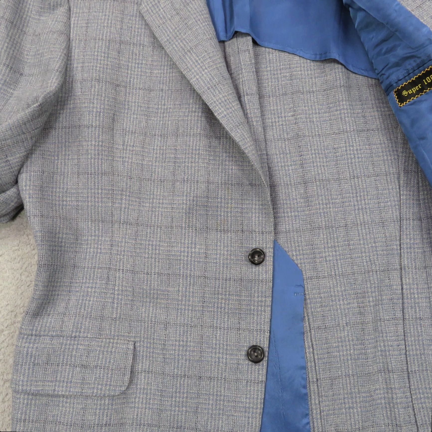 Vintage Oxxford Clothes Blazer Sport Coat Jacket Mens 44L Wool Windowpane Size 44R - 5 Thumbnail