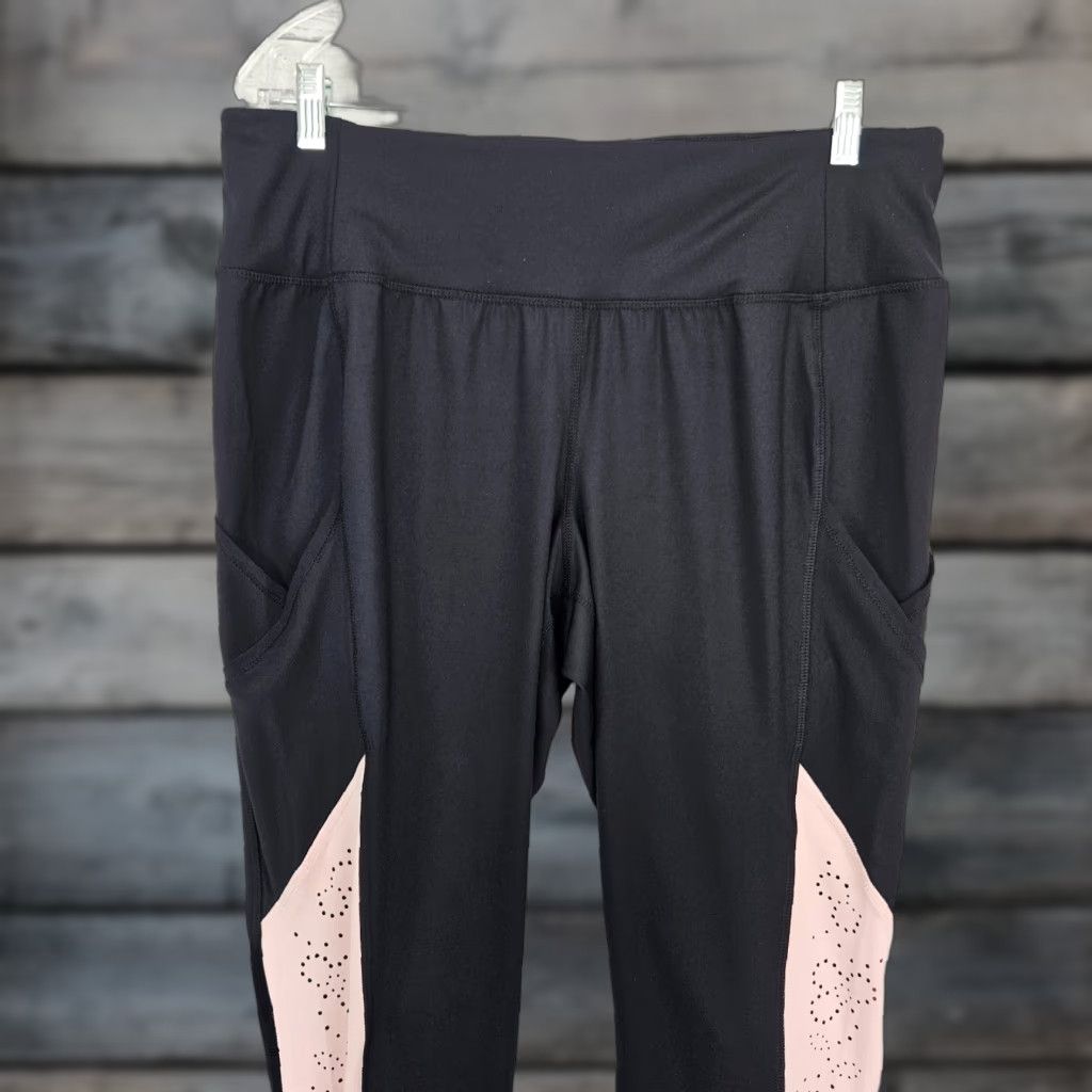 Vintage Livi Lane Bryant Womens Leggings Sz 18/20 Black Pink Laser Cut Pockets leggings 18 Womens Black Pink Pockets Ankle Activewear Evening? Size 40" / US 18 - 1 Thumbnail