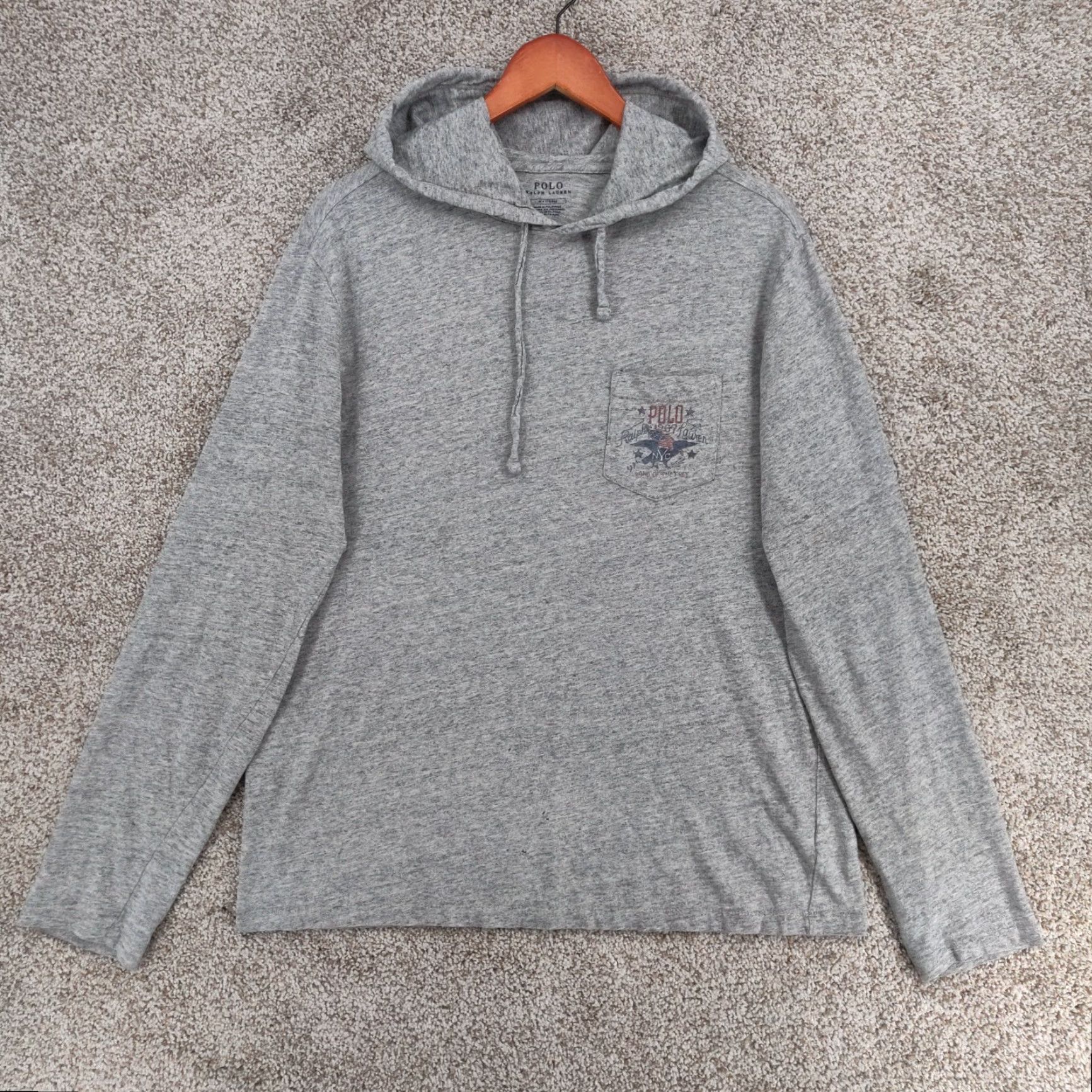 Polo Ralph Lauren VINTAGE Polo Ralph Lauren Hoodie Shirt Mens Medium Grey Pullover USA Logo Shirt Size US M / EU 48-50 / 2 - 2 Thumbnail