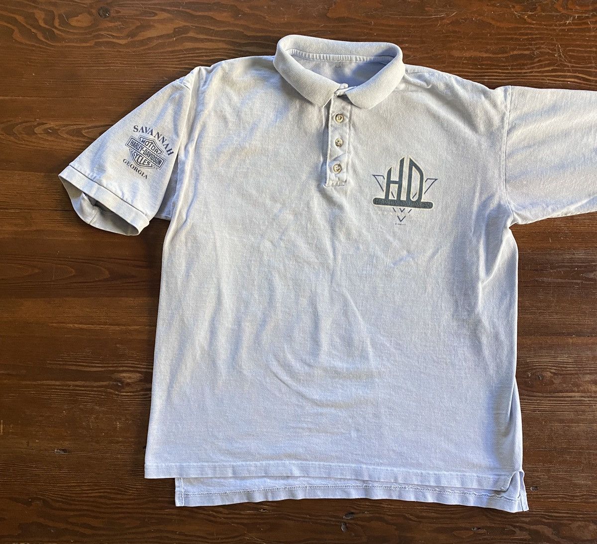 Harley Davidson × Vintage Vintage ‘96 Harley Davidson Savannah Georgia Blue Polo Size US XL / EU 56 / 4 - 1 Thumbnail