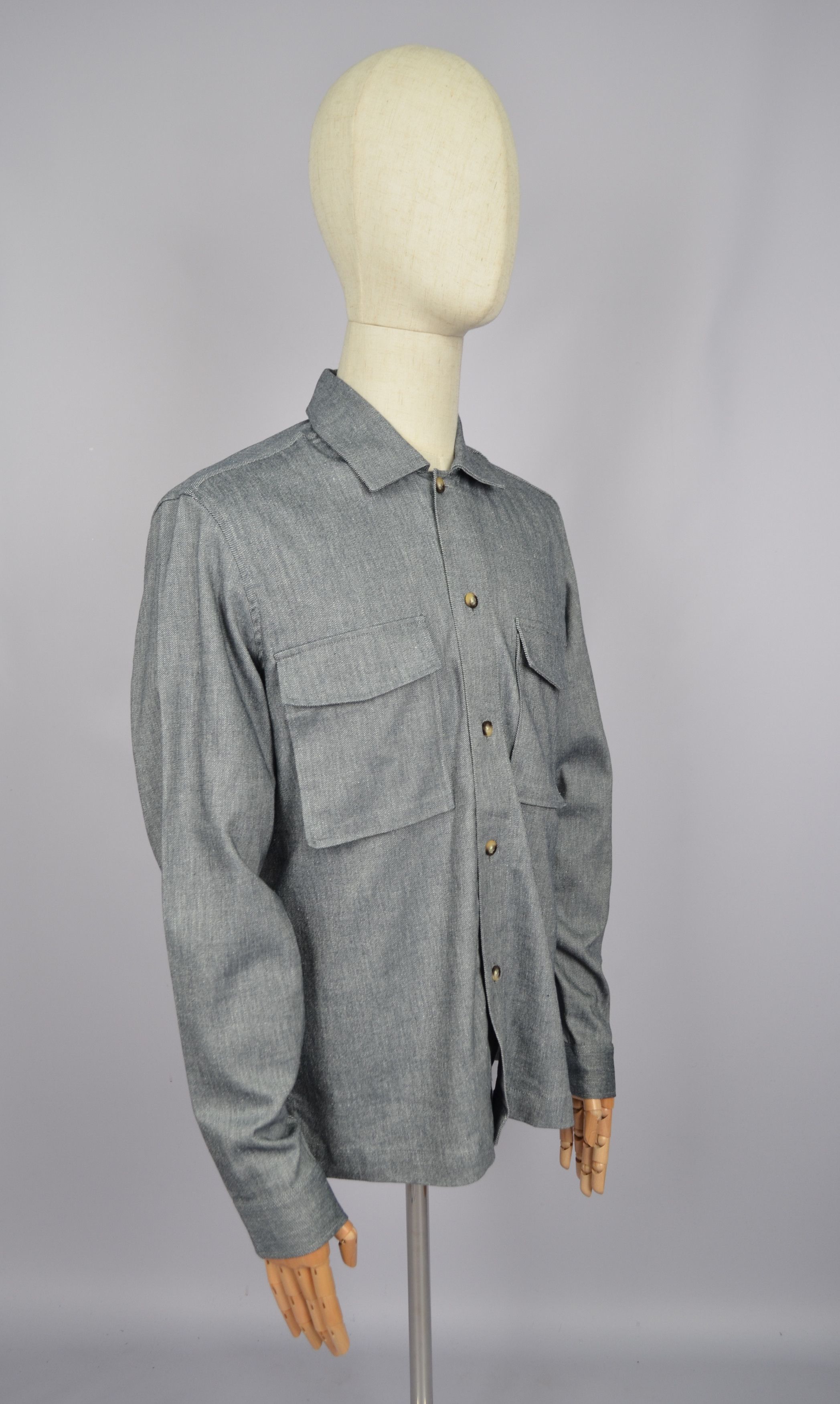 Designer × Reiss Reiss Habanero Chambray Twin Pocket Overshirt Inigo Size L Size US L / EU 52-54 / 3 - 7 Thumbnail