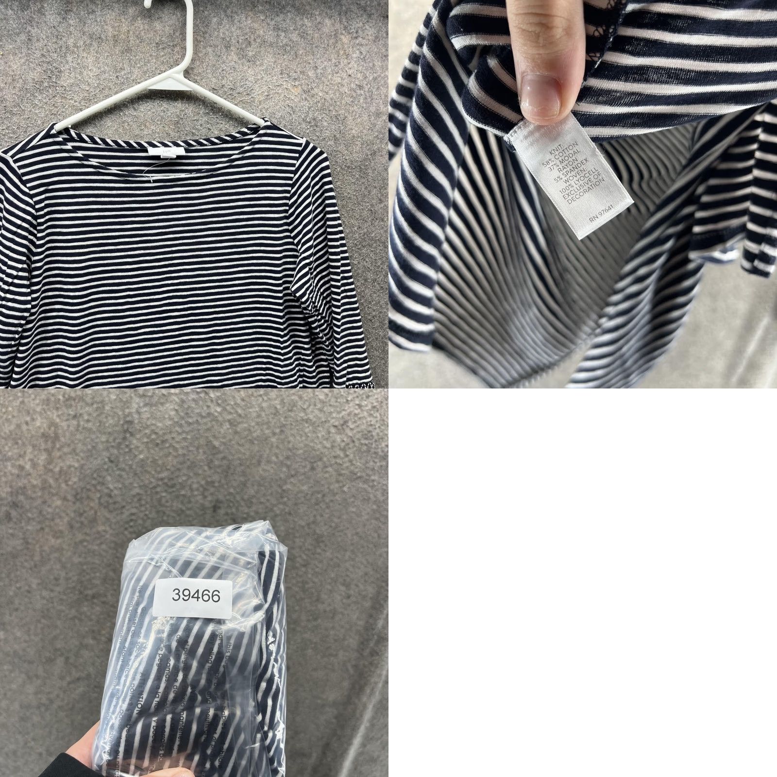 J. Jill J. Jill Shirt Womens XS Blue White Stripe Bell Sleeve Ruffle Embroidered Top Size XS / US 0-2 / IT 36-38 - 8 Thumbnail