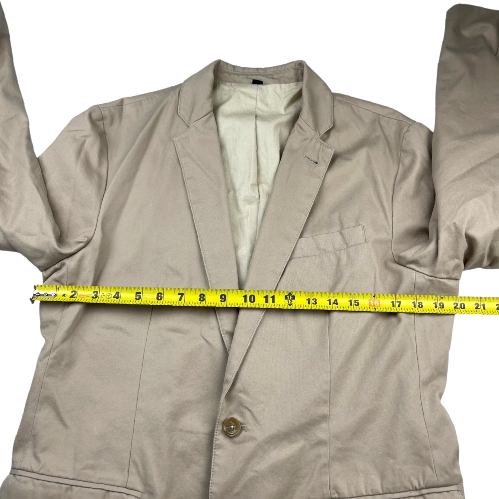 J.CREW Blazer Men Medium Beige 100% Cotton 2-Button Chino Khaki Mens