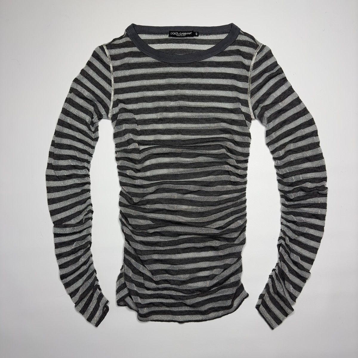 Dolce & Gabbana Dolce & Gabbana Striped Distressed Long Sleeve Top – Size 40 Size S / US 4 / IT 40 - 2 Thumbnail