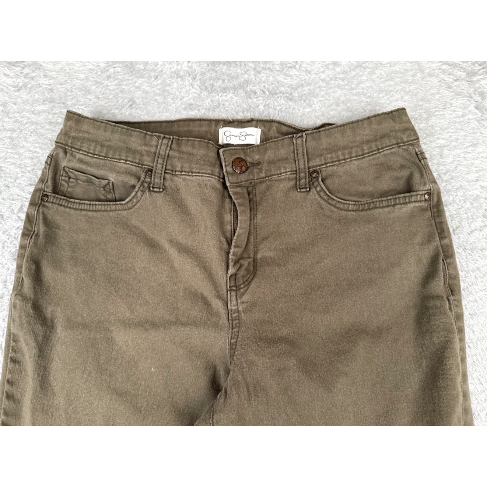 Jessica Simpson Jessica Simpson Jeans Women 8 Green Relaxed Skinny Crop Cotton Blend Mid 28x26 Size 30" / US 8 / IT 44 - 4 Thumbnail