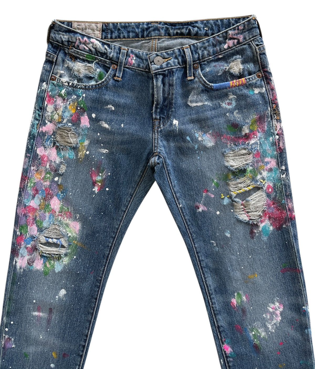 Polo Ralph Lauren Polo RL Paint Splatter Distressed Astor Slim Boyfriend Denim Size 28" / US 6 / IT 42 - 5 Thumbnail