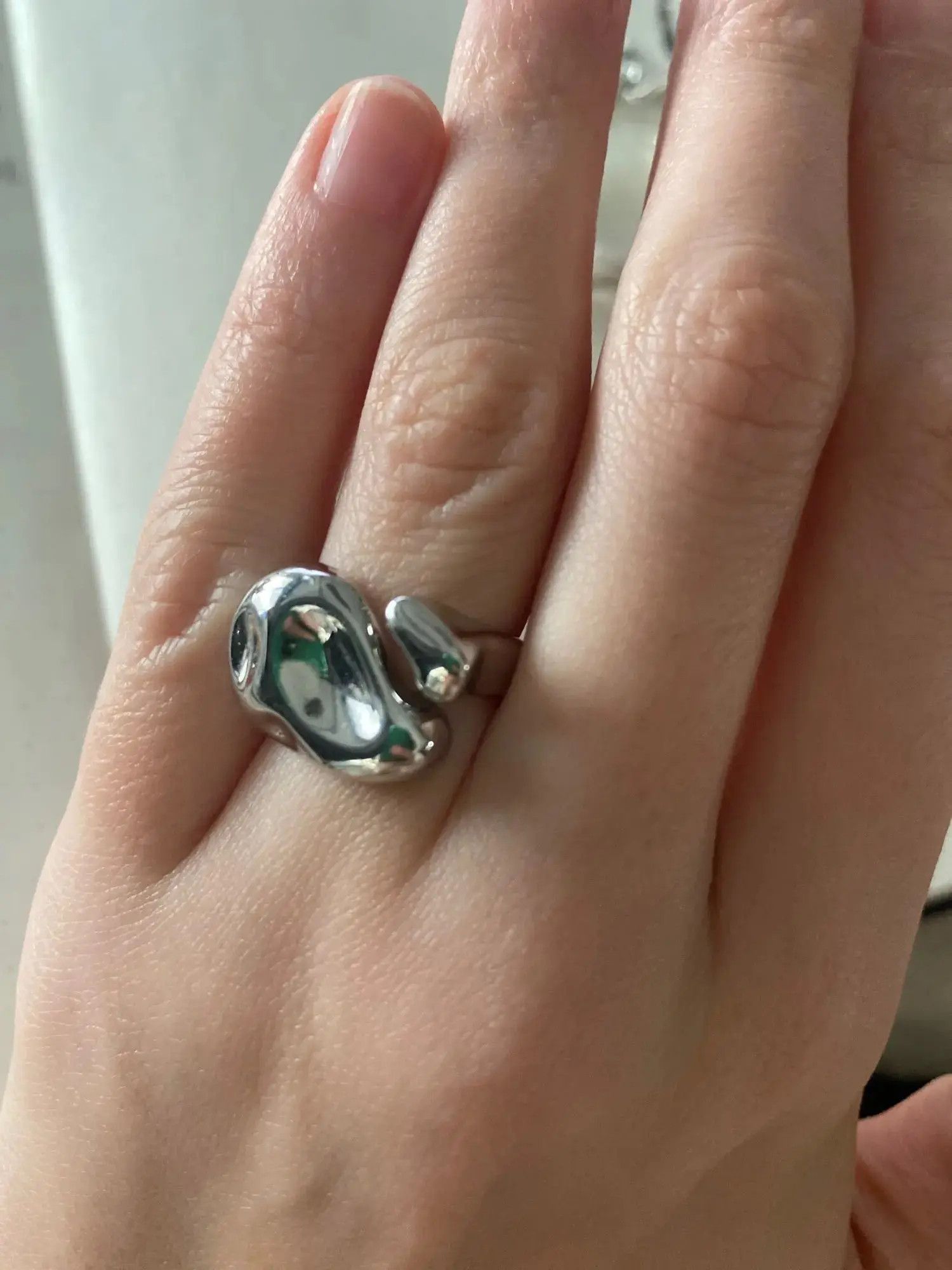 Other Silver Color Inrigular Adjustable Ring Size ONE SIZE - 2 Thumbnail