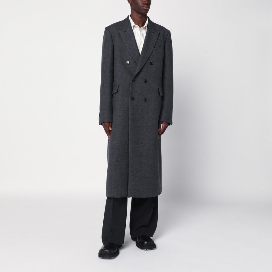 Dries Van Noten o1d2blof0226 Double Breasted Wool Coat in Gray Size US M / EU 48-50 / 2 - 1 Thumbnail