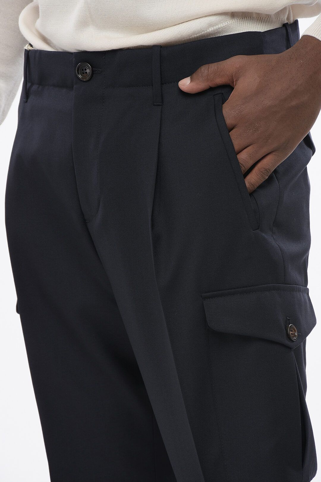 Brunello Cucinelli og1mm0725 Virgin Wool Cargo Pant in Navy Blue Size US 38 / EU 54 - 3 Thumbnail