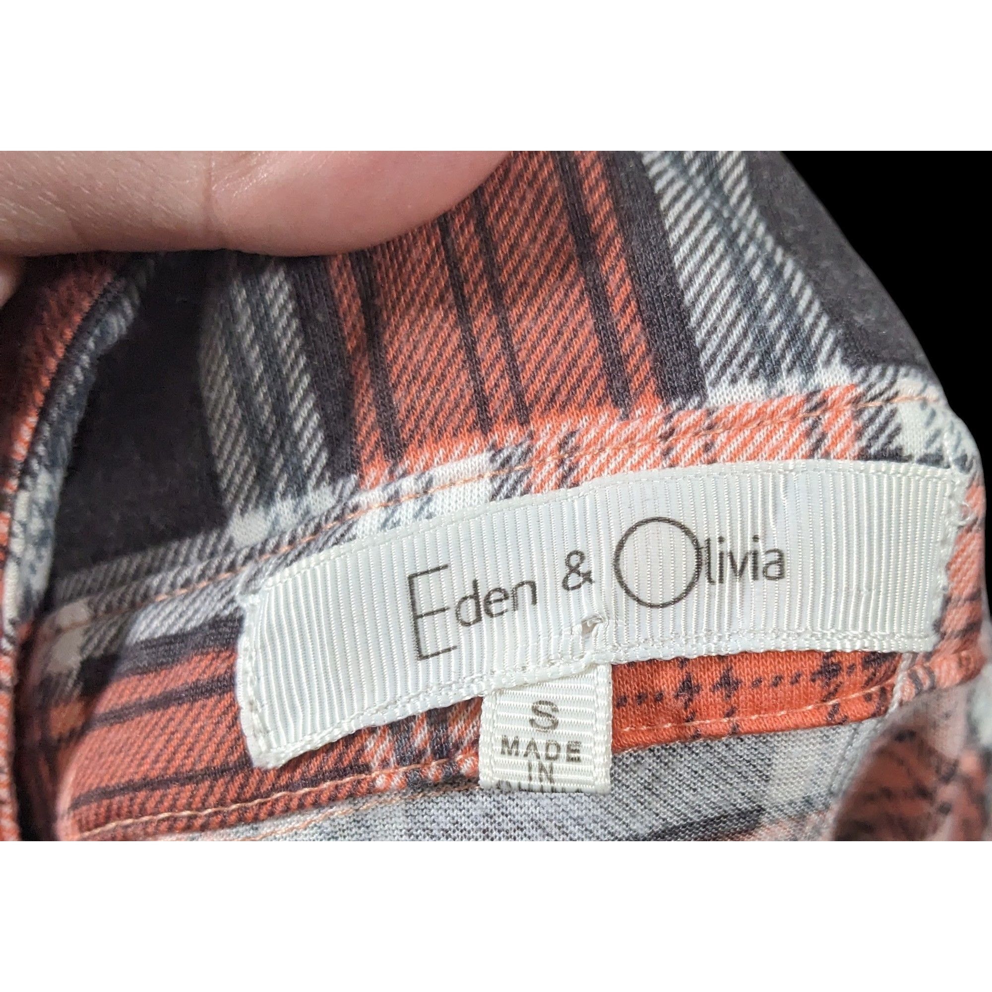 Other Eden & Olivia Grey And Orange Plaid Button Down Shirt Size S / US 4 / IT 40 - 4 Thumbnail