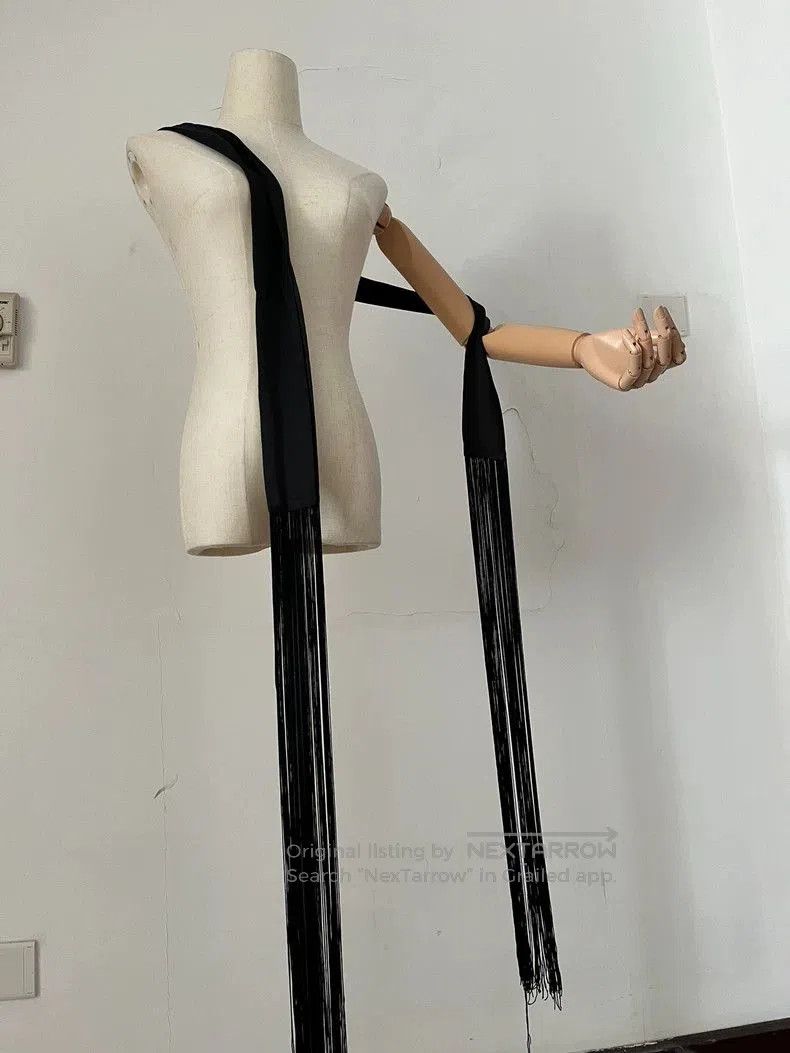 Ann Demeulemeester Black Fringed Silk Scarf by Ann Demeulemeester. Size ONE SIZE - 3 Thumbnail