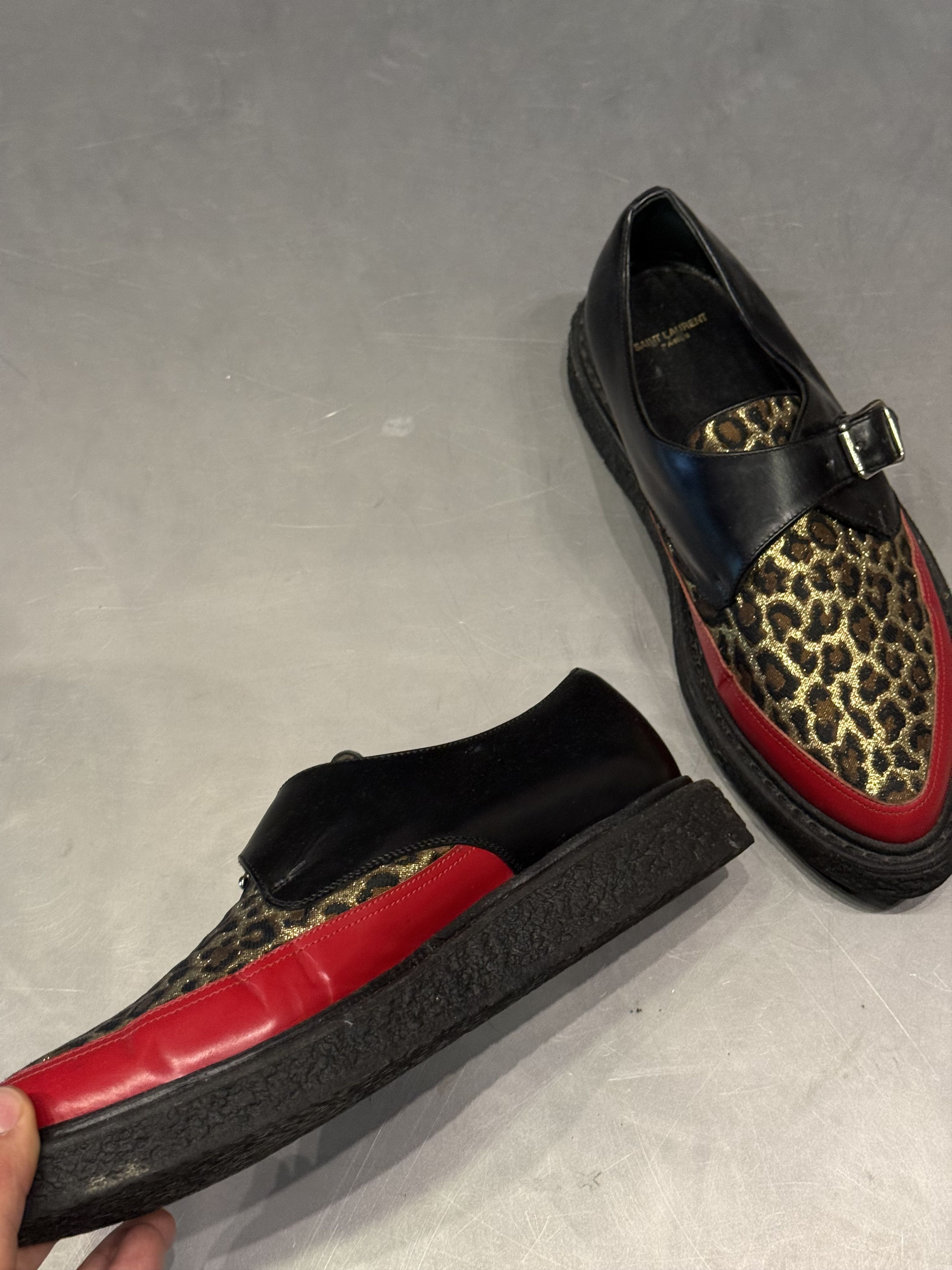 Saint Laurent Paris SLP by Hedi Slimane FW14 leopard monk strap creeper boots Size US 8 / EU 41 - 4 Thumbnail