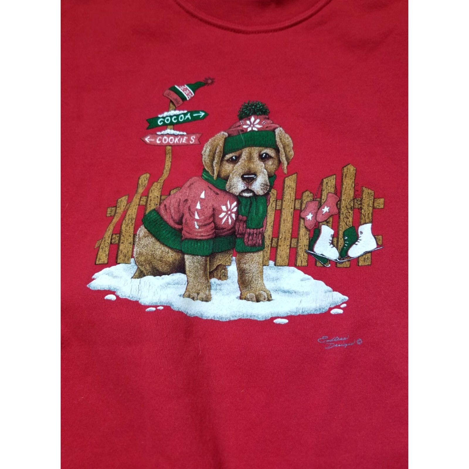 Endless VINTAGE Endless Designs Sweatshirt Pullover Shirt Womens M Red 90s Dog Christmas Puppy Sweatshirt Size M / US 6-8 / IT 42-44 - 4 Thumbnail