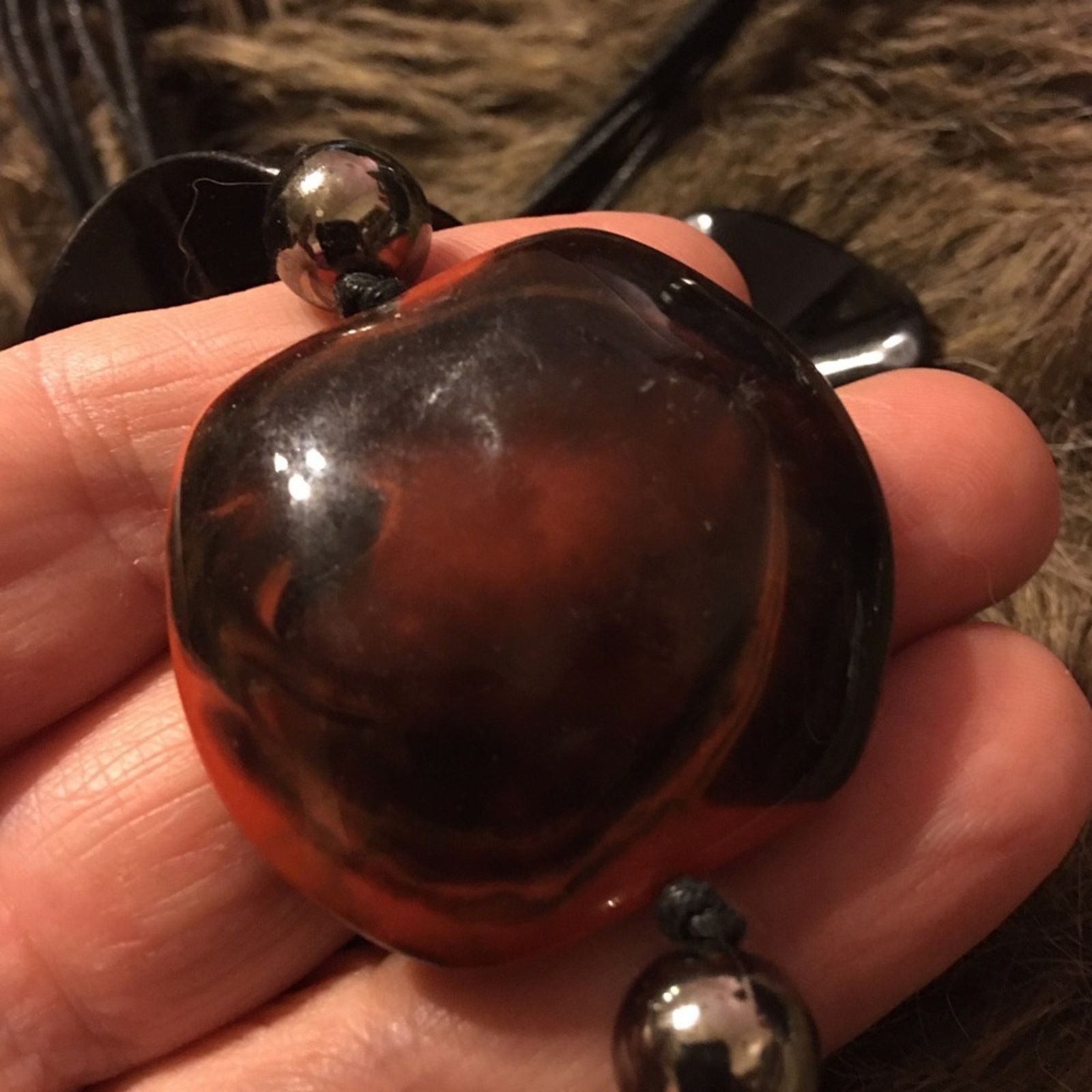 Jewelry Marbled glass and plastic disc corded necklace Size ONE SIZE - 7 Thumbnail