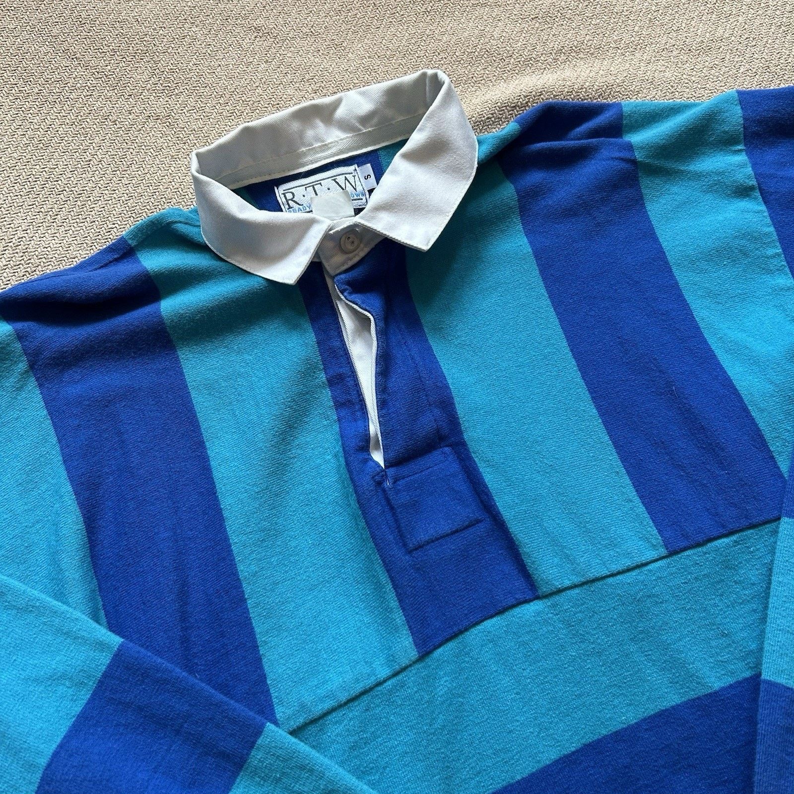 Vintage 90s Ready To Wind Down Rugby Striped Polo Button Up Shirt Size US S / EU 44-46 / 1 - 2 Thumbnail