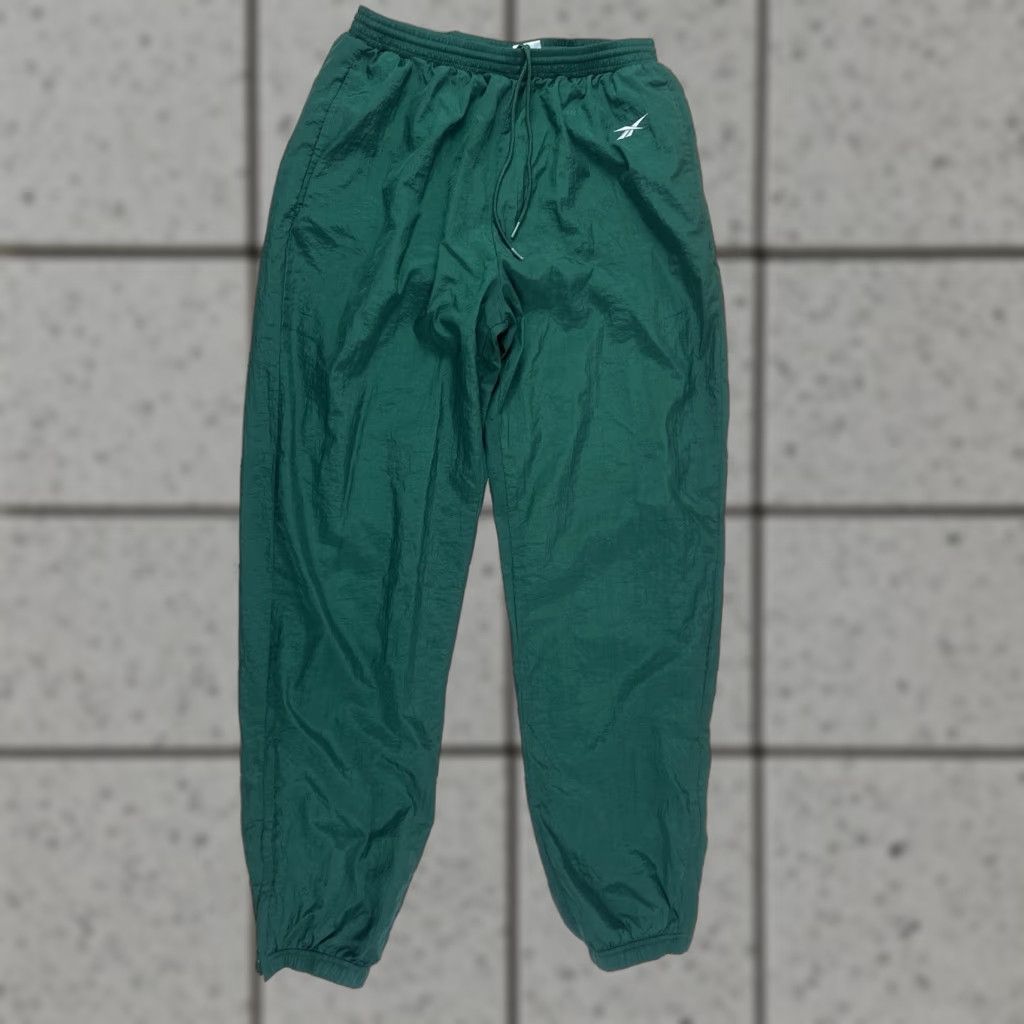 Reebok VINTAGE 90s Reebok Windbreaker Jogger Track Pants Green Size L Mens Size US 33 - 1 Thumbnail