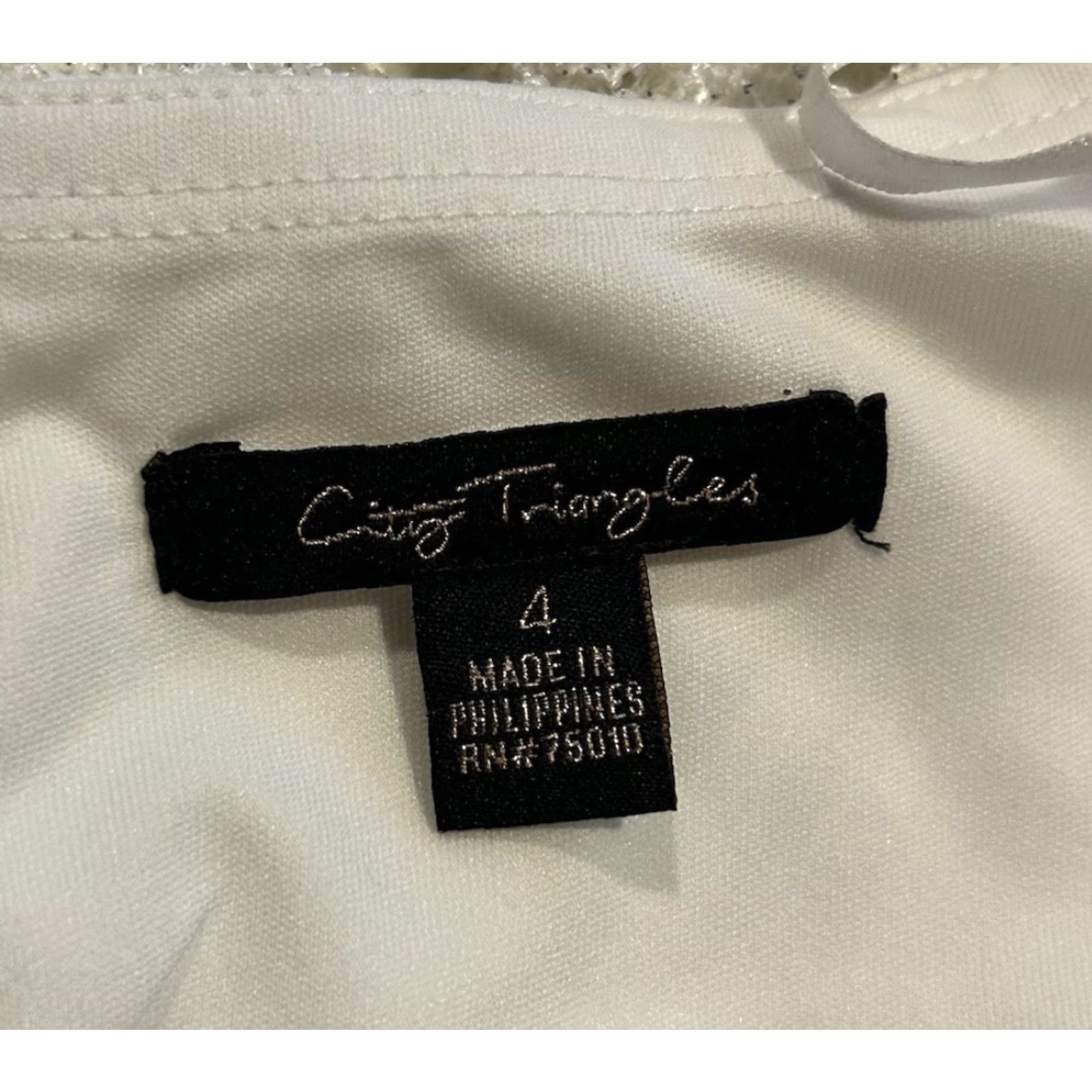Vintage City Triangles Mini Dress White 4 Women Sleeveless Dress Short Wedding Beach Bridal Shower Womens 30in 14in Pit to Pit Size S / US 4 / IT 40 - 5 Thumbnail